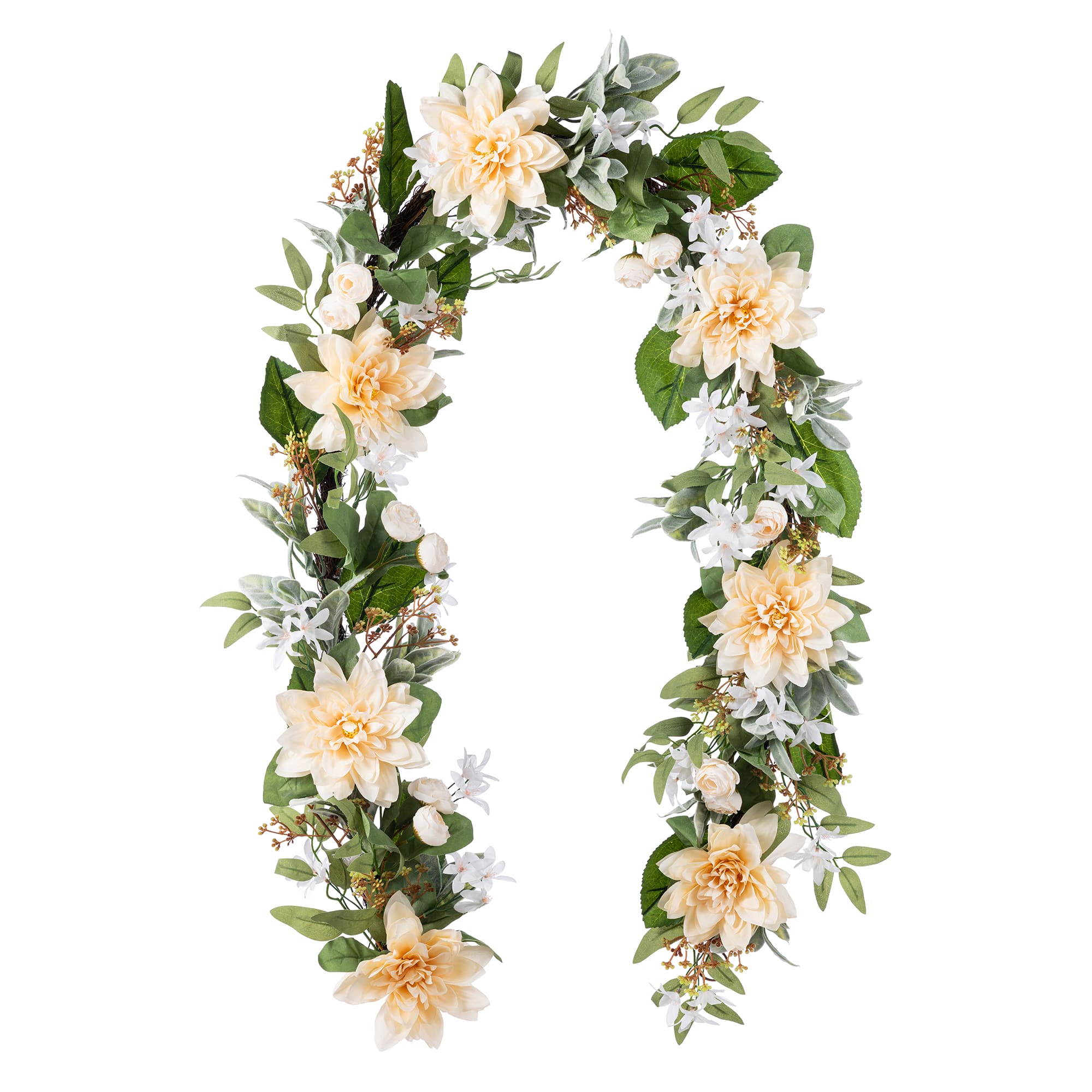 Glitzhome® 6ft. Peach Dahlia Floral Garland