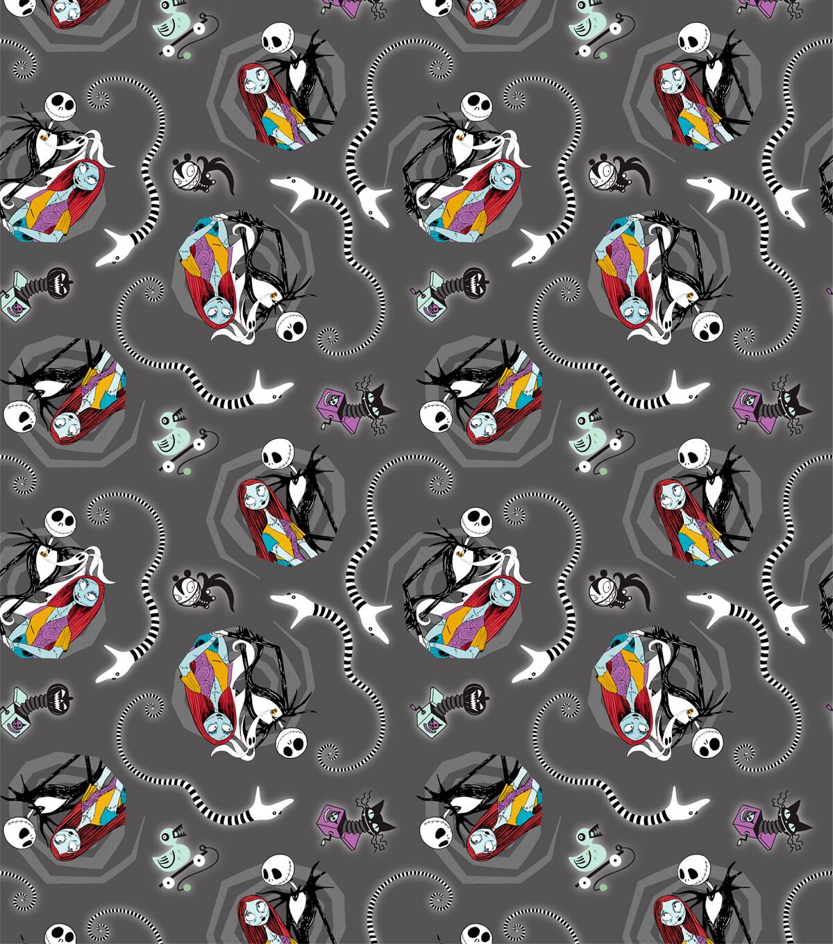 Disney Nightmare Before Christmas Jack & Sally Vortex Cotton Fabric
