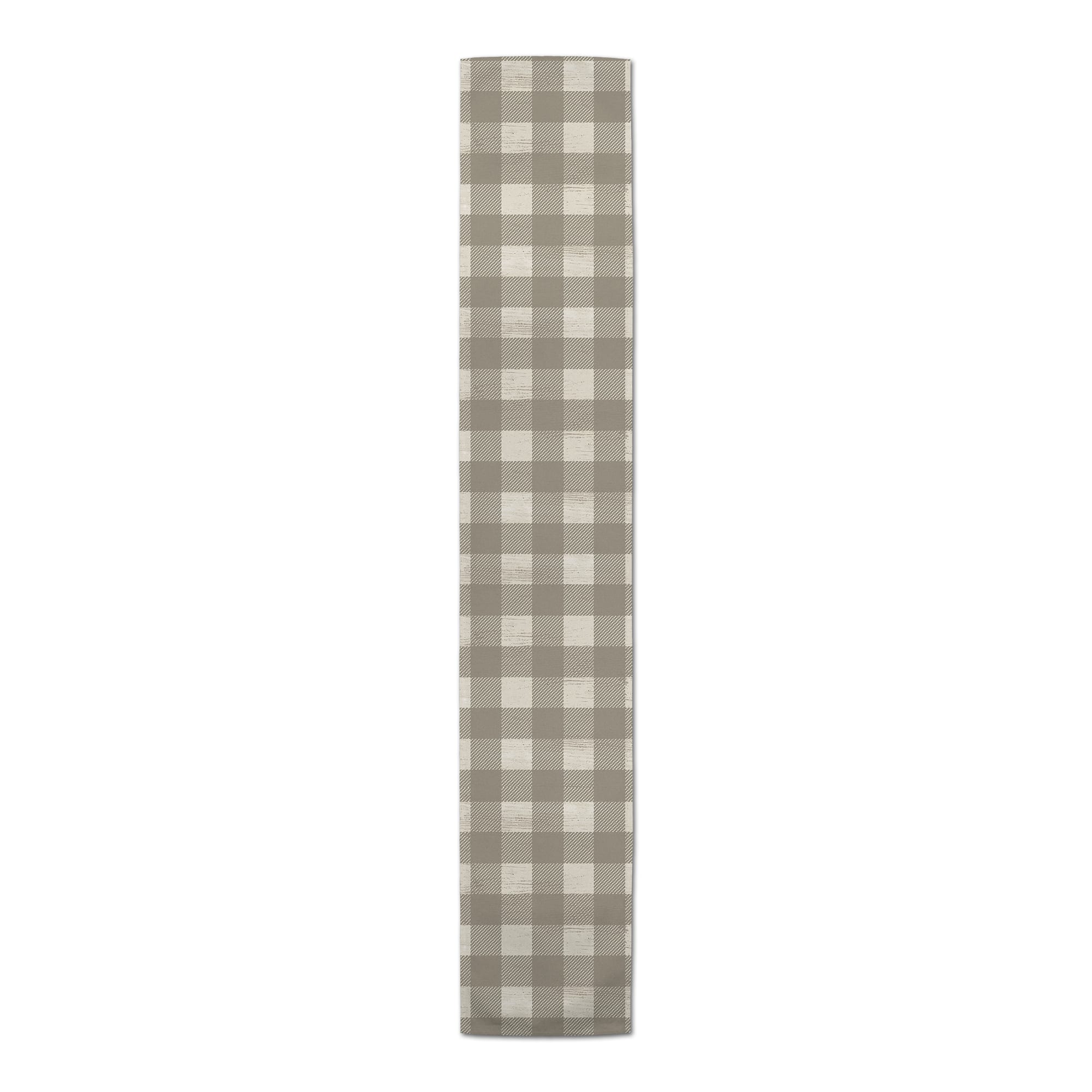 90" Taupe Buffalo Check Cotton Twill Runner