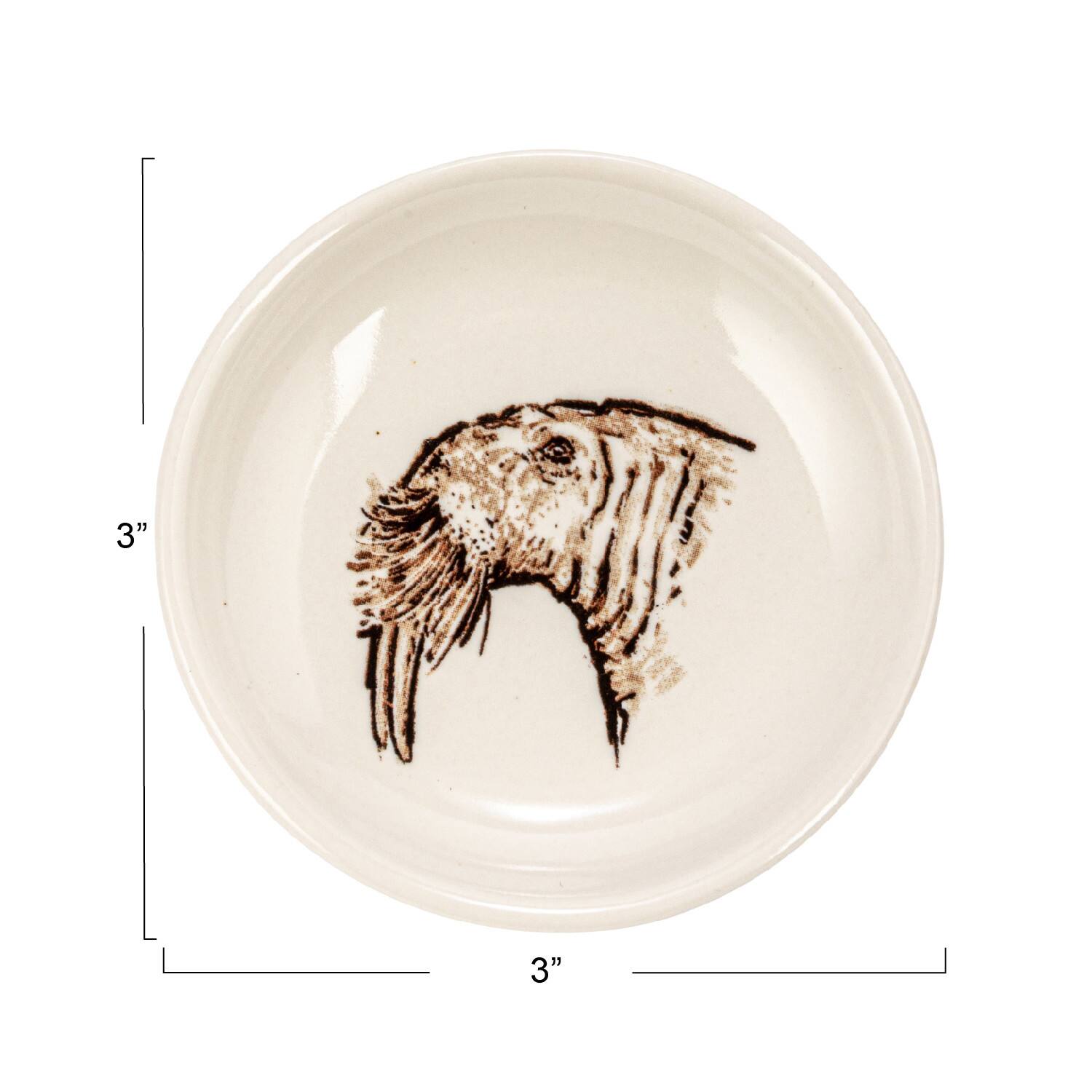 Hello Honey® 3" Cream Round Stoneware Dish Set with Animal Prints