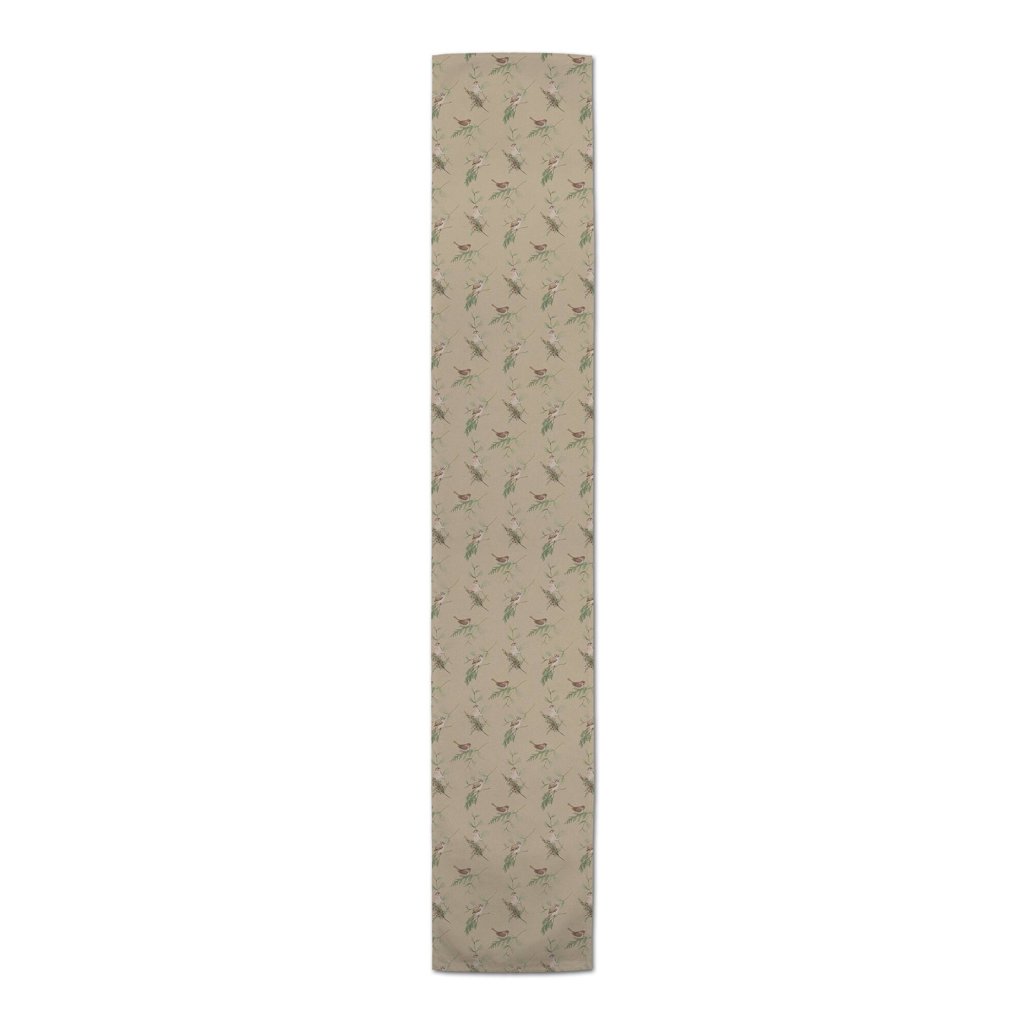 72" Brown Pine & Birds Cotton Twill Runner