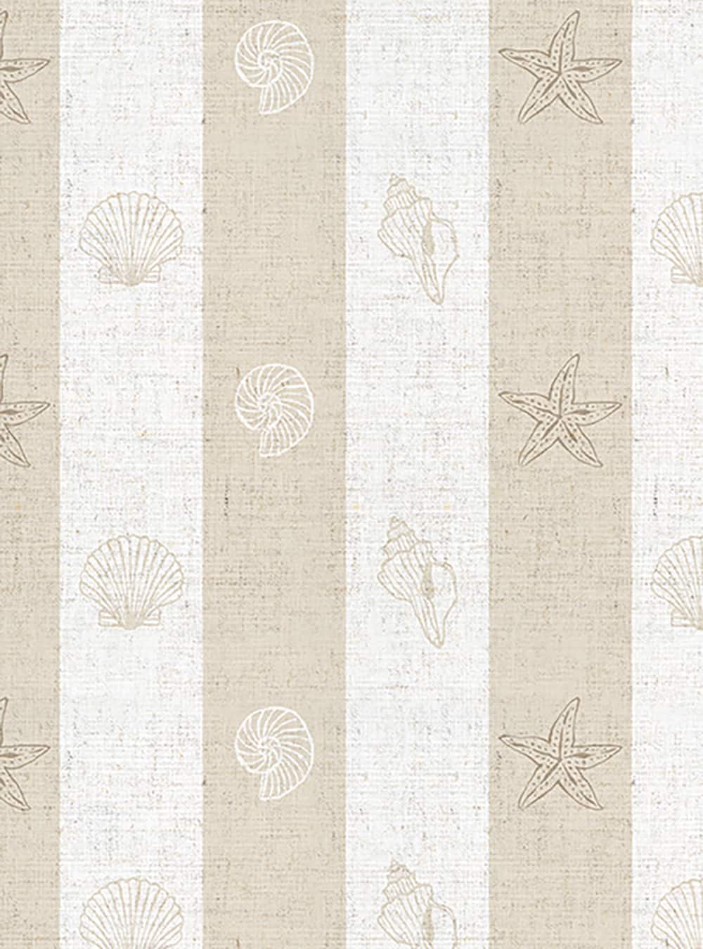 Simple Shapes Coastal Stripe Shell Pre-Pasted Wallpaper Rolls, 2ct.
