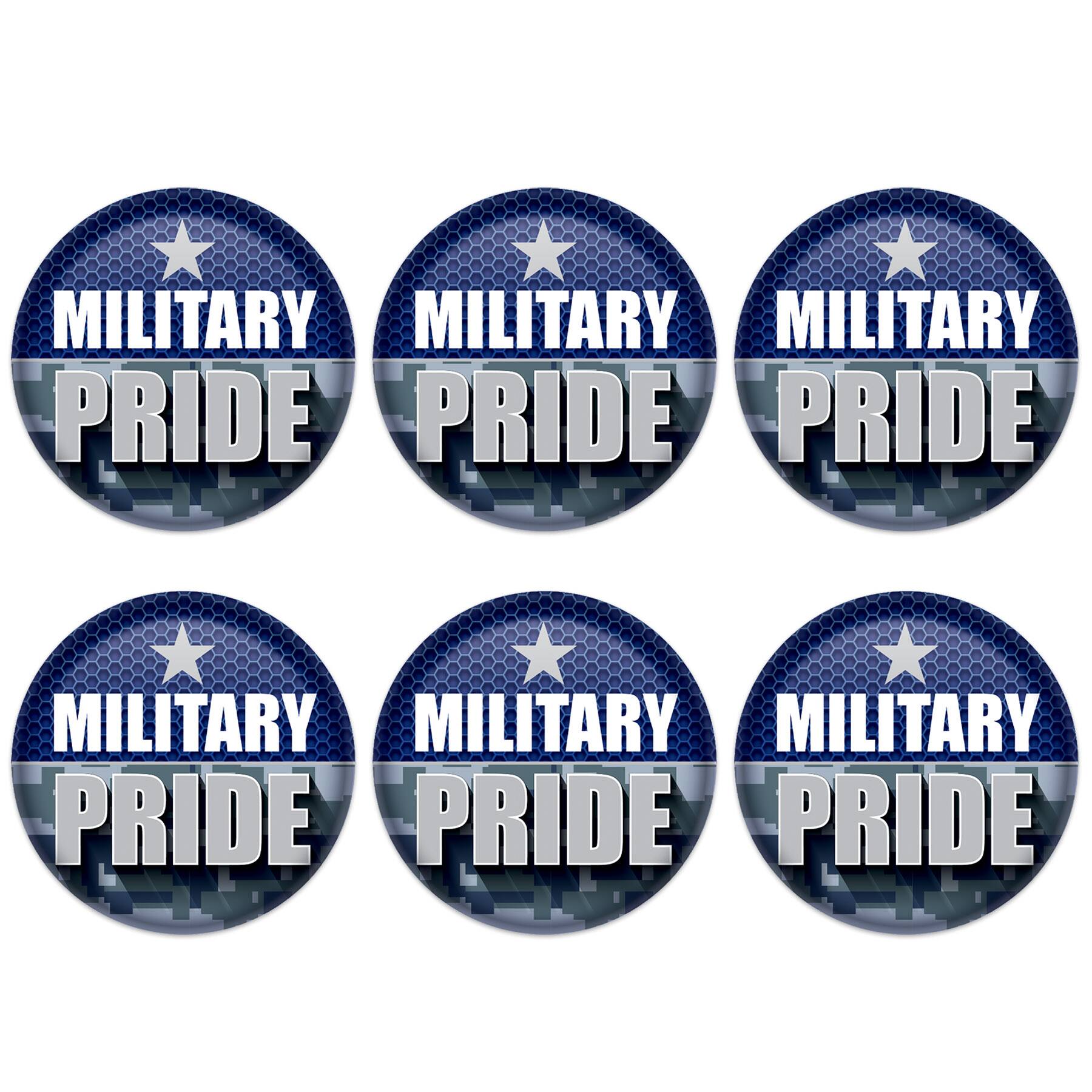 Beistle 2" Blue Camouflage Military Pride Buttons, 6ct.