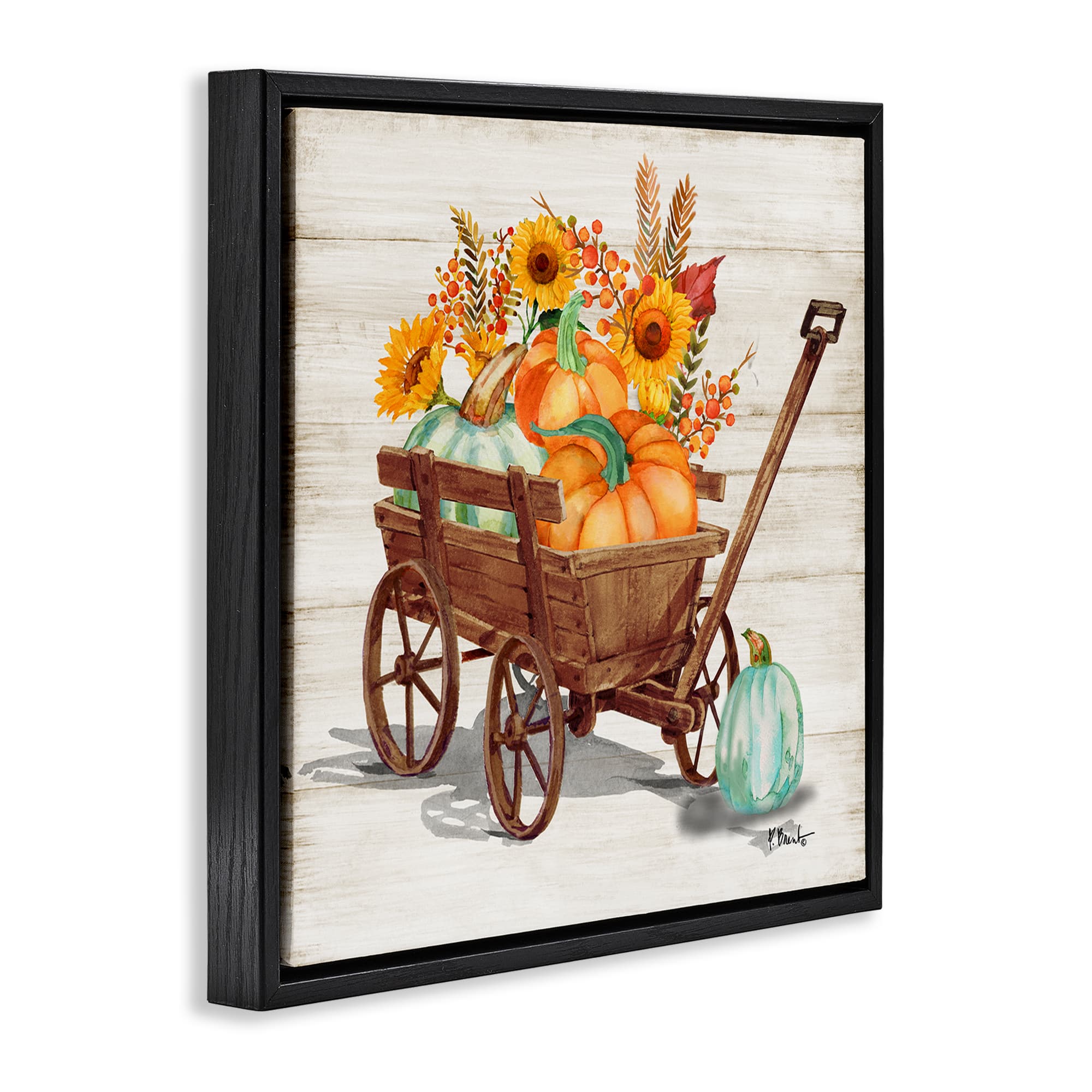 Stupell Industries Pumpkin Farm Harvest Wagon Floater Framed Art