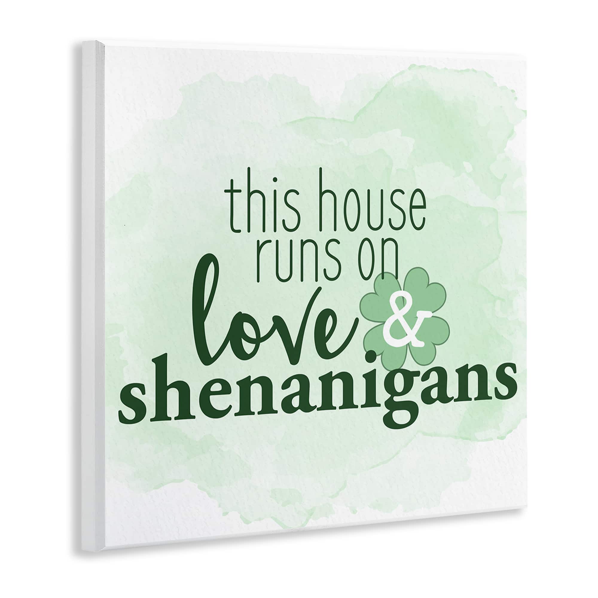 Stupell Industries Love & Shenanigans Family Shamrock Phrase Canvas Wall Art
