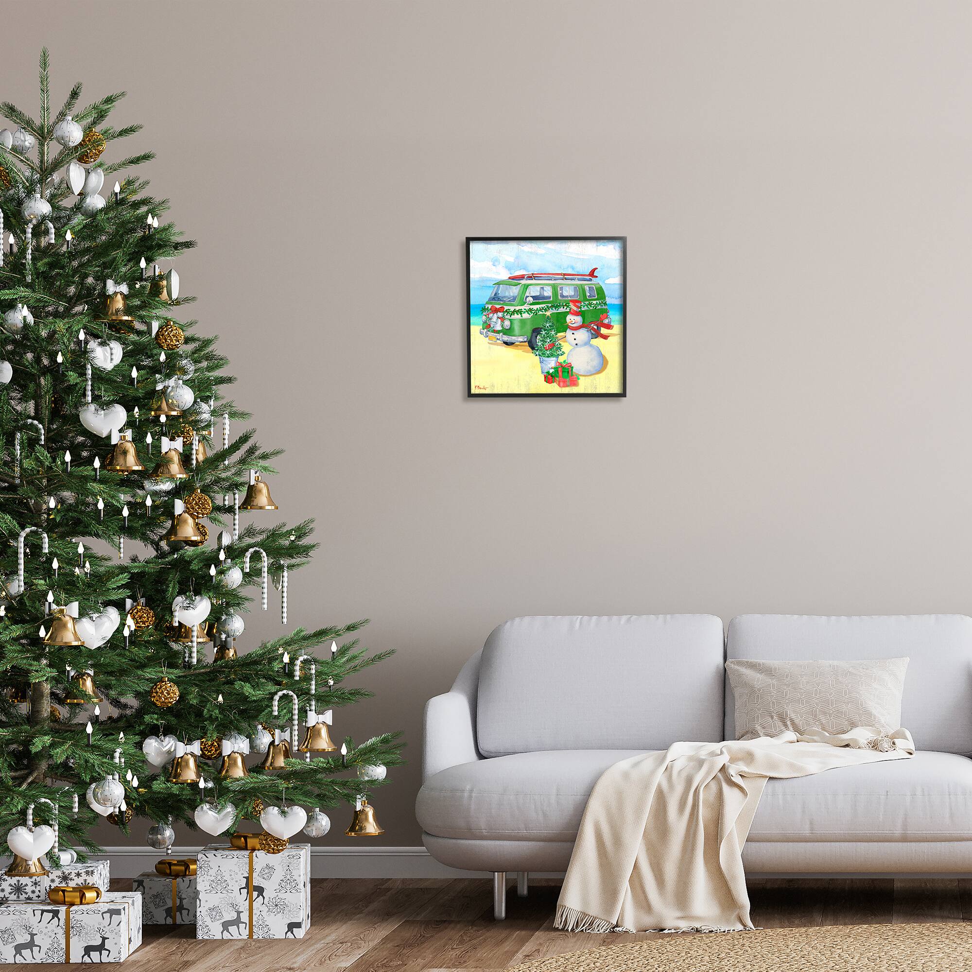 Stupell Industries Nautical Christmas Holiday Beach Framed Giclee Art
