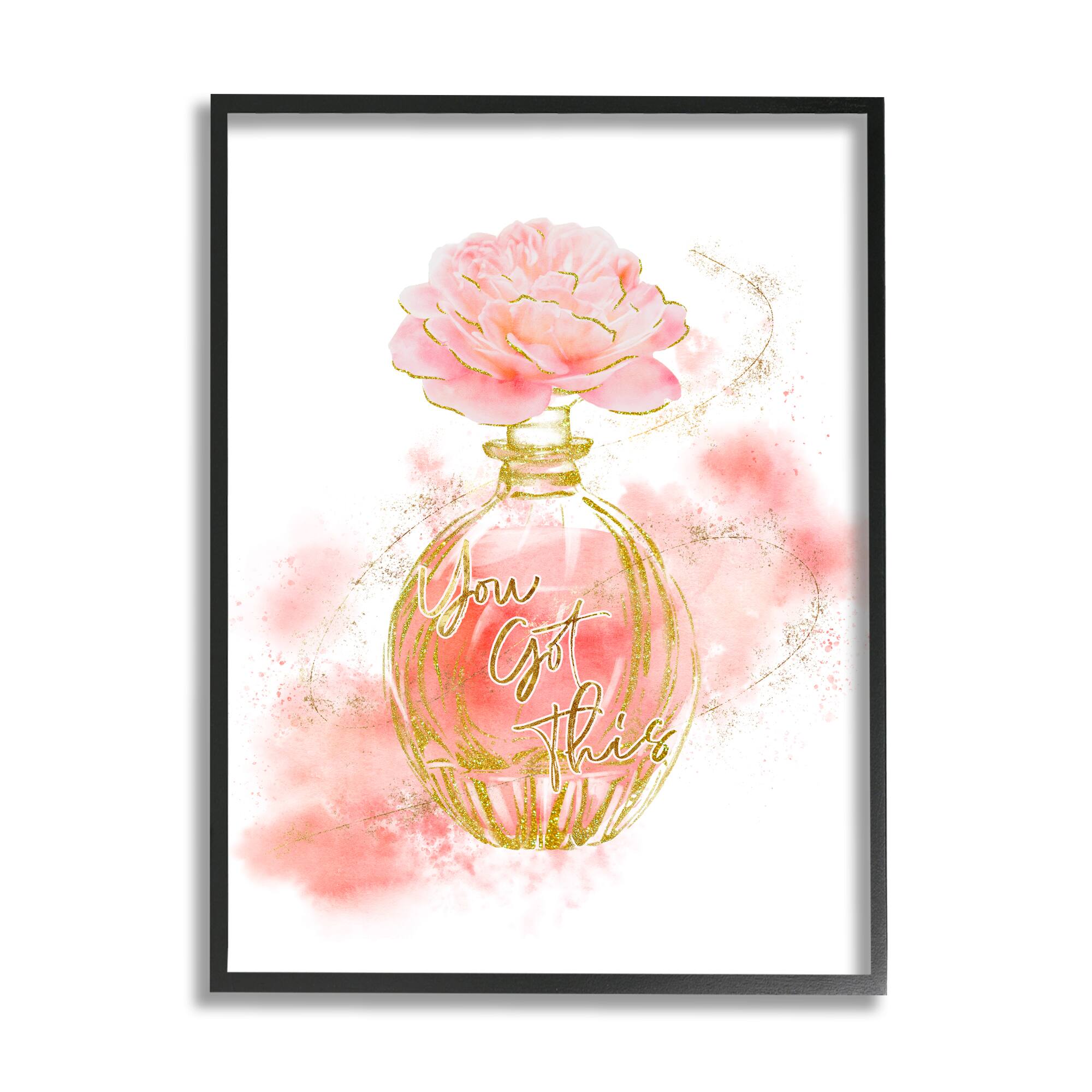 Stupell Industries You Got This Phrase Glam Fashion Pink Rose Cosmetic Framed Wall Art
