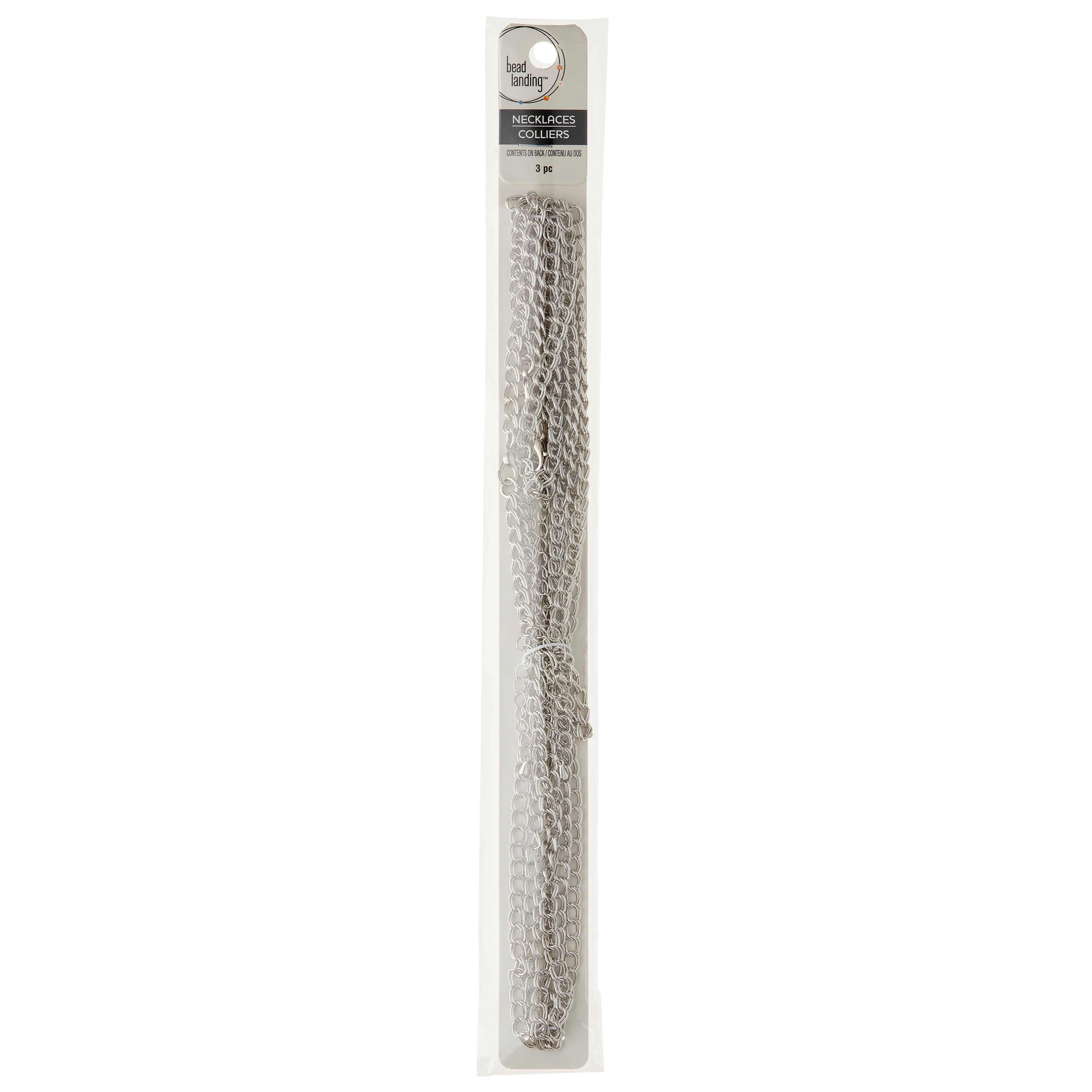 12 Packs: 3 ct. (36 total) Rhodium Double Link Chain Necklaces By Bead Landing™