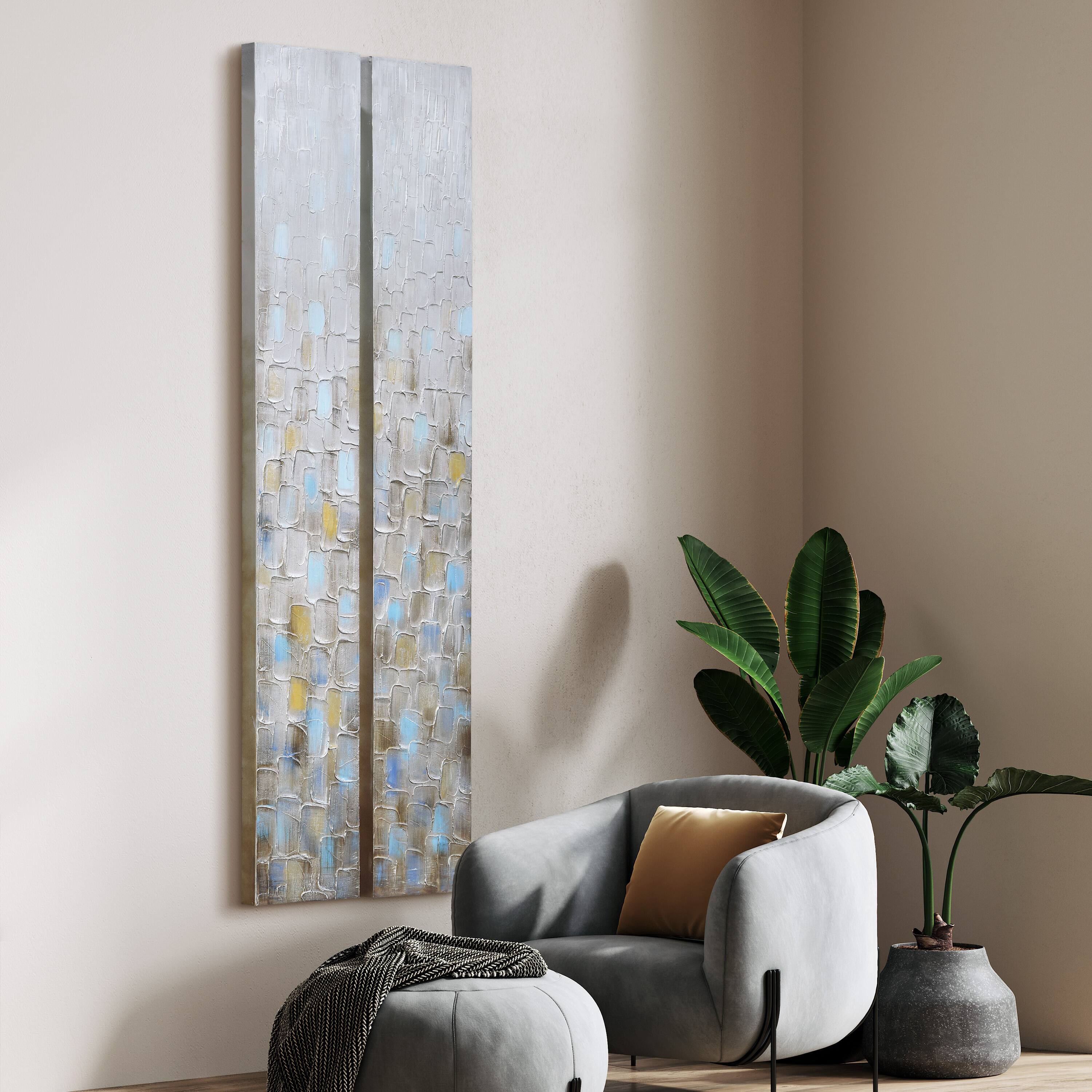Empire Art Direct 72" x 12" Cosmopolitan Textured & Metallic Hand Painted Canvas Wall Art, 2ct.
