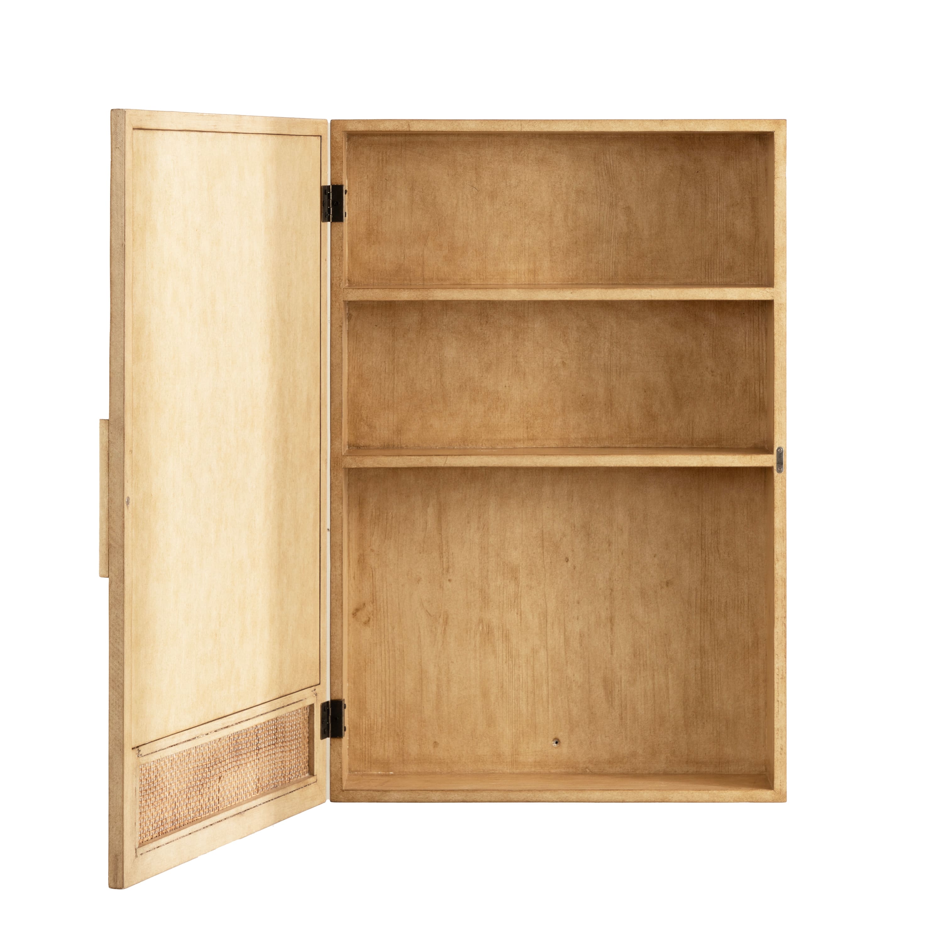 Kate and Laurel Ori Rattan & Wood Mirror Vanity Cabinet