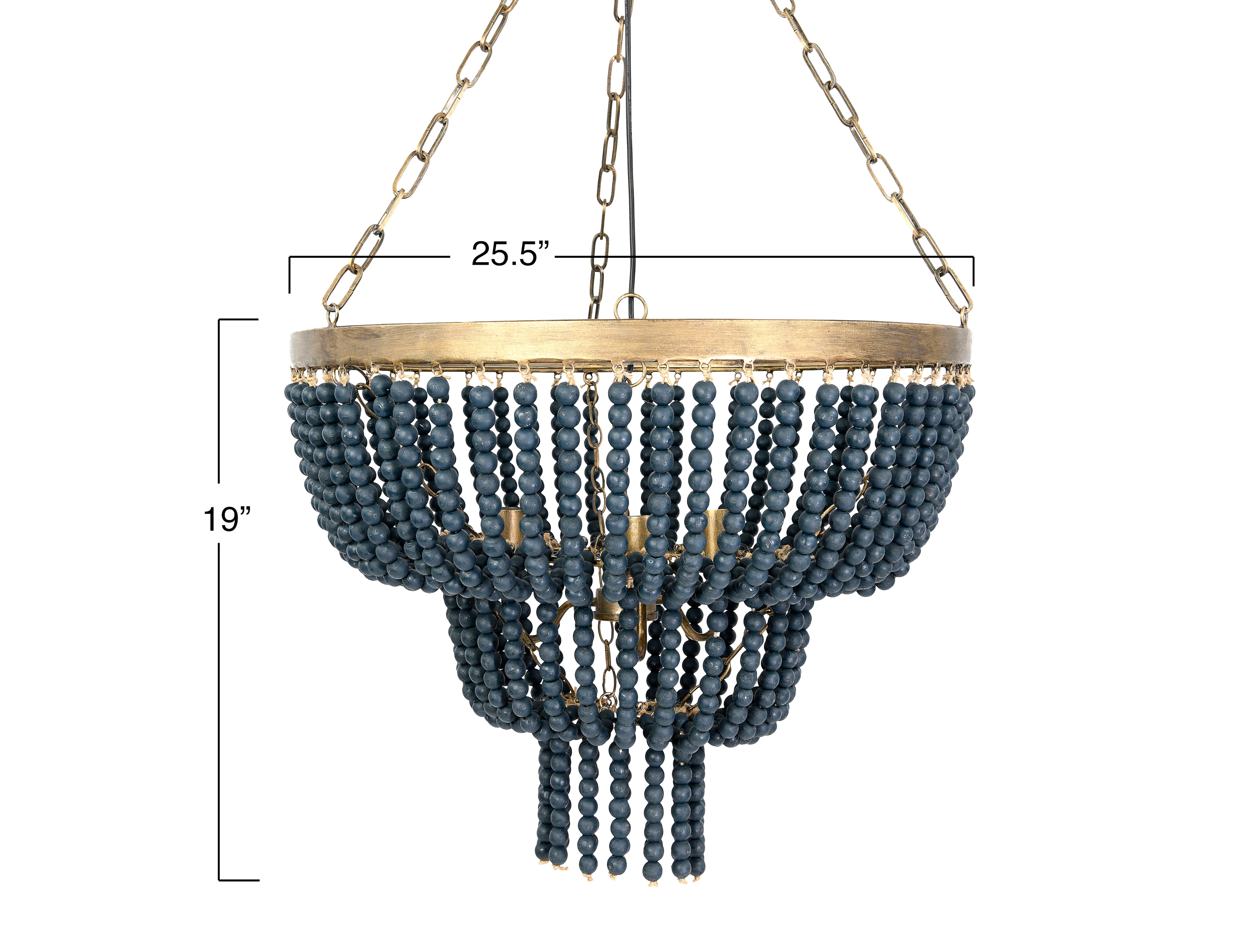 Hello Honey® 25.5" Iron Pendant Light With Blue Wood Beads