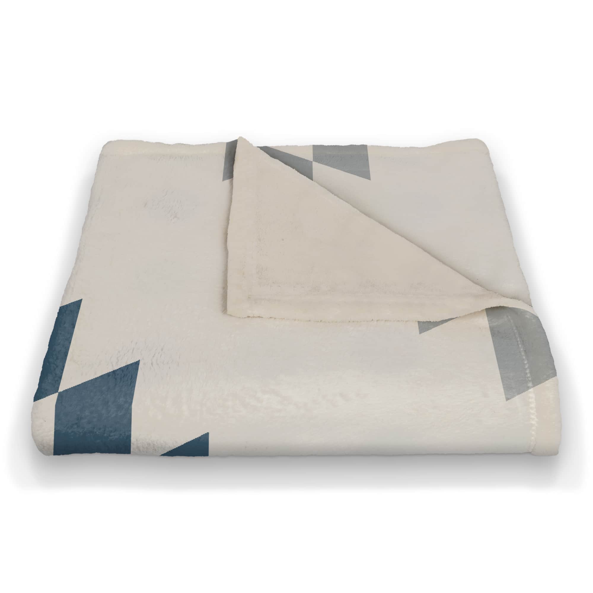 White, Blue & Yellow Southwestern Diamond Pattern Coral Fleece Blanket