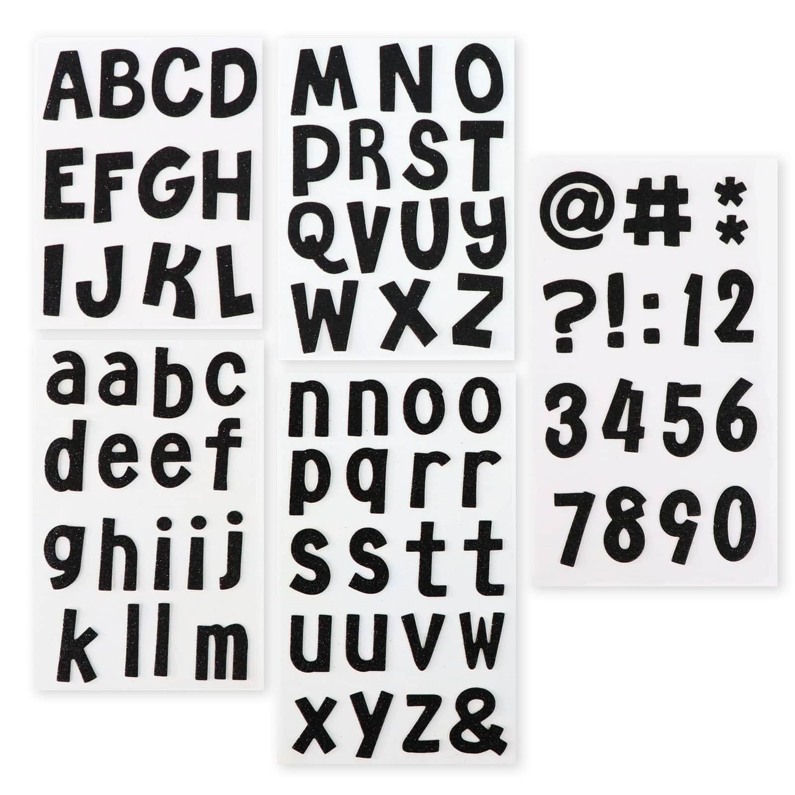 12 Pack: Black Glitter Alphabet Chipboard Stickers by Recollections™