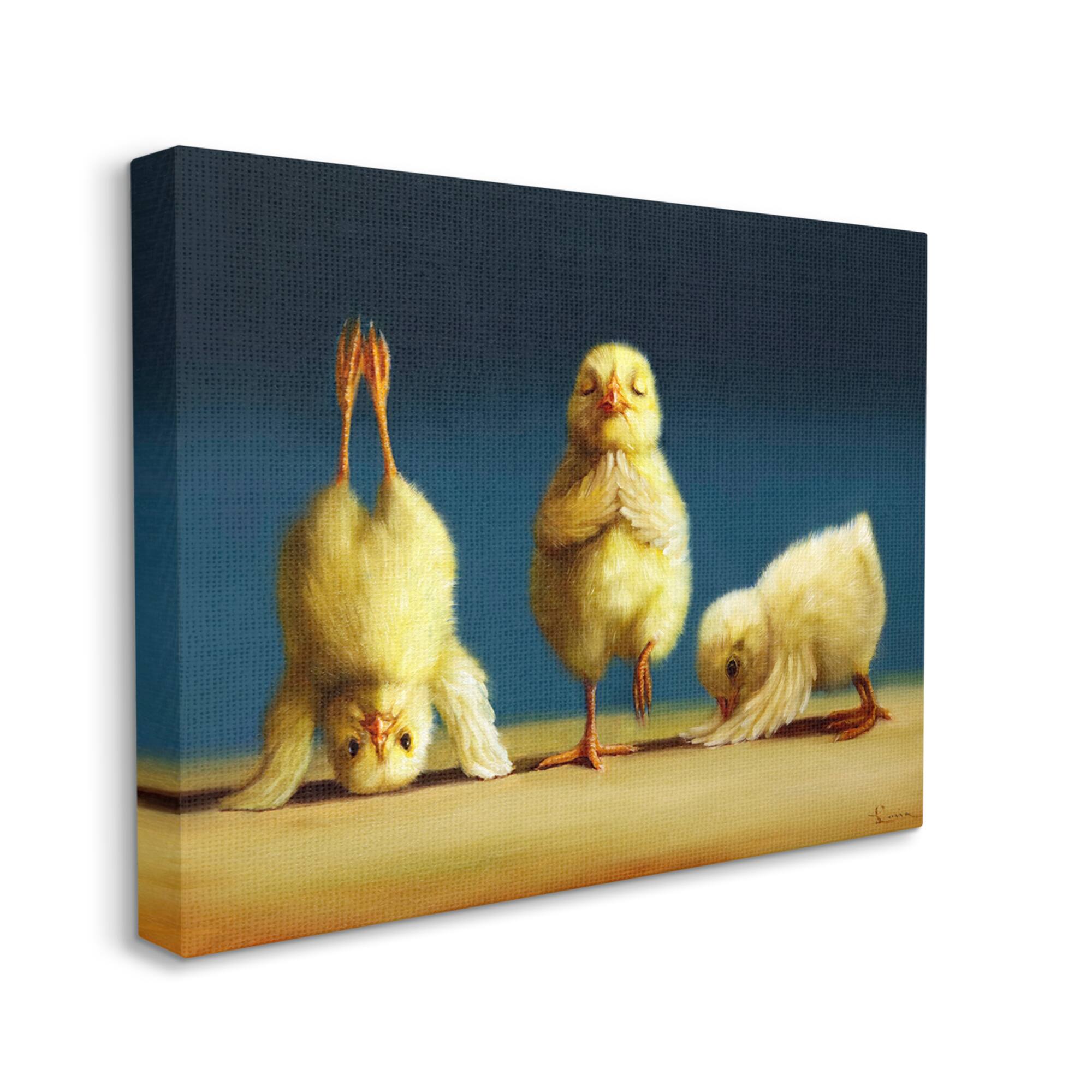 Stupell Industries Yoga Chicks Funny Stretching Poses Farm Animal Painting Canvas Wall Art