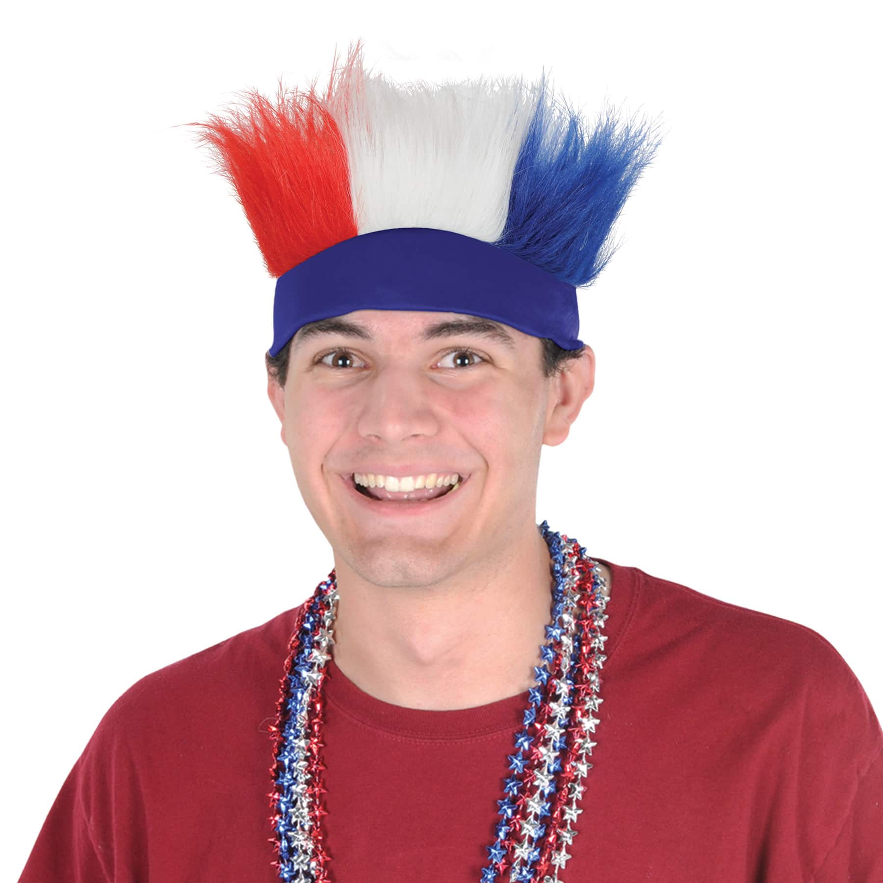 Beistle Adult Red, White & Blue Hairy Headbands, 2ct.