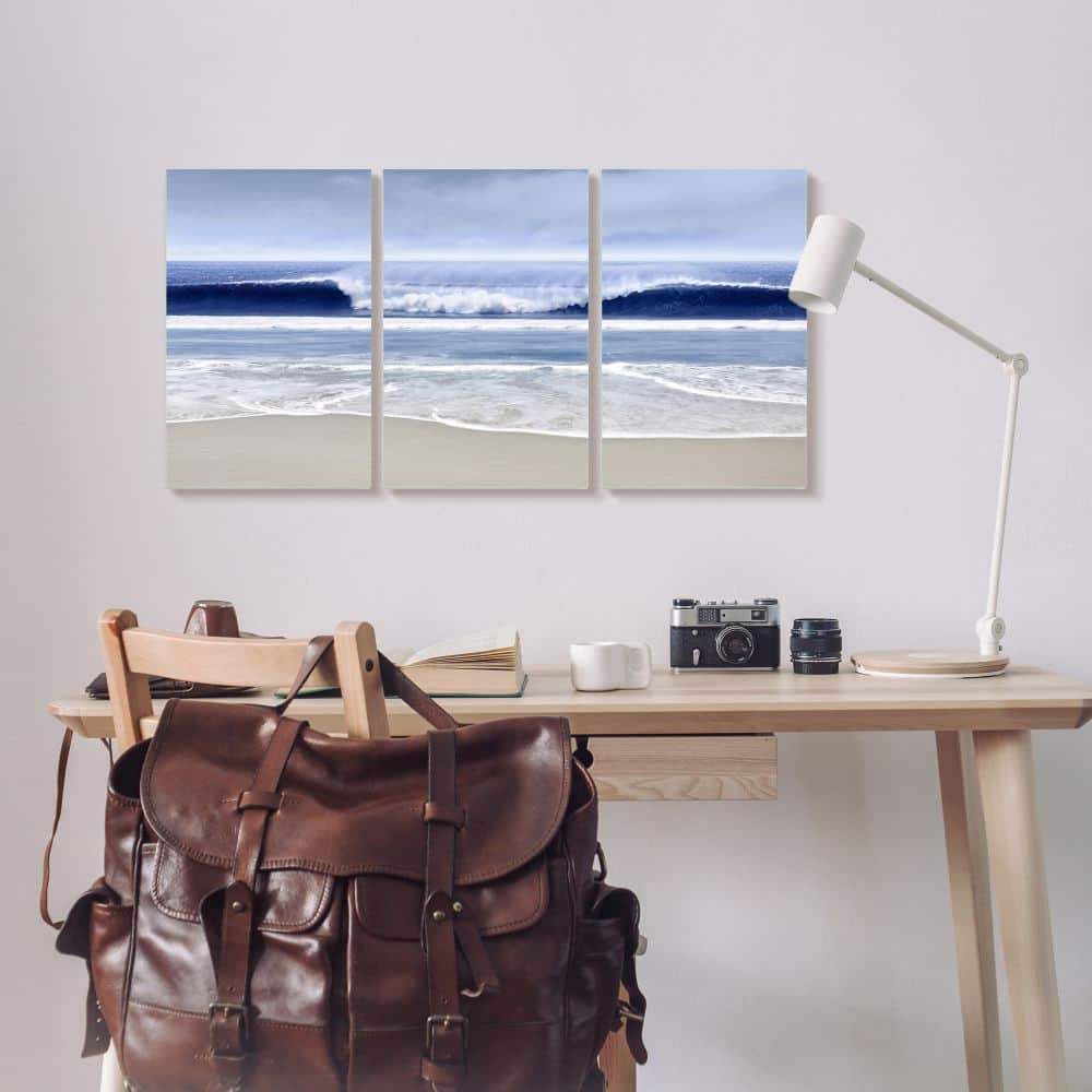 Stupell Industries Beach Wave Cresting at Shore Blue Nautical Landscape,11" x 17"