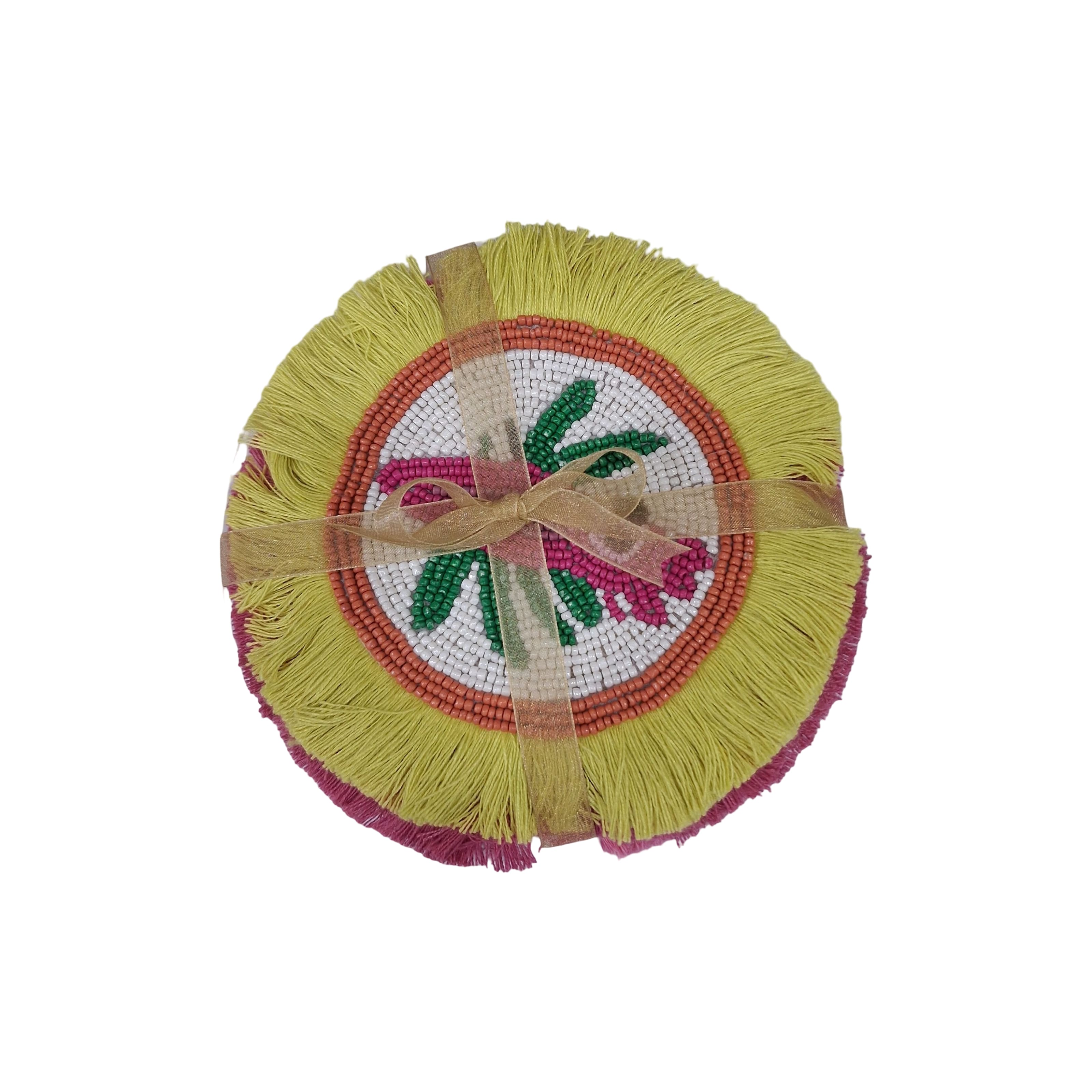 6" Round Tropical Beaded Coasters with Fringe, 4ct. by Ashland®