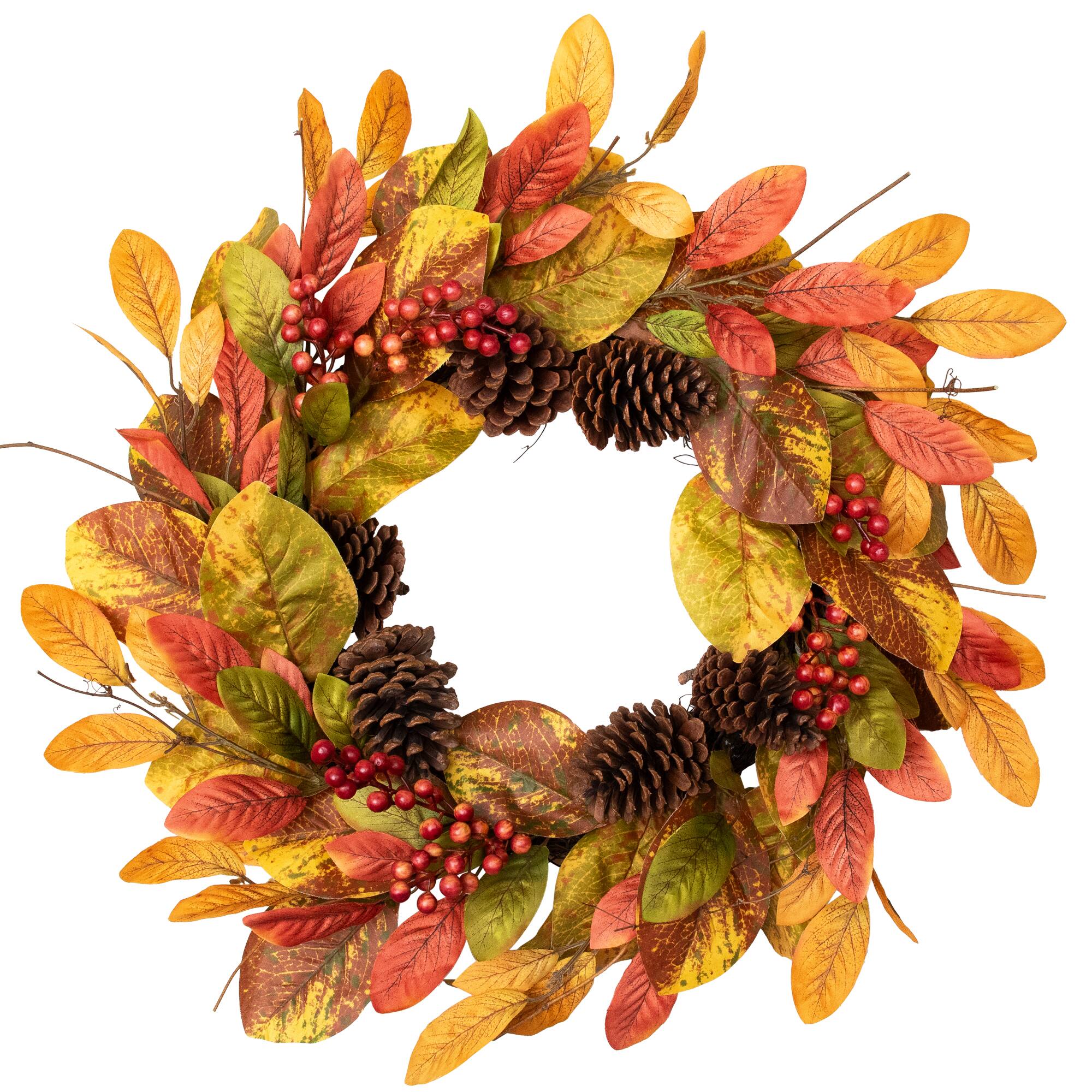 26" Leaves & Berries Twig Thanksgiving Wreath
