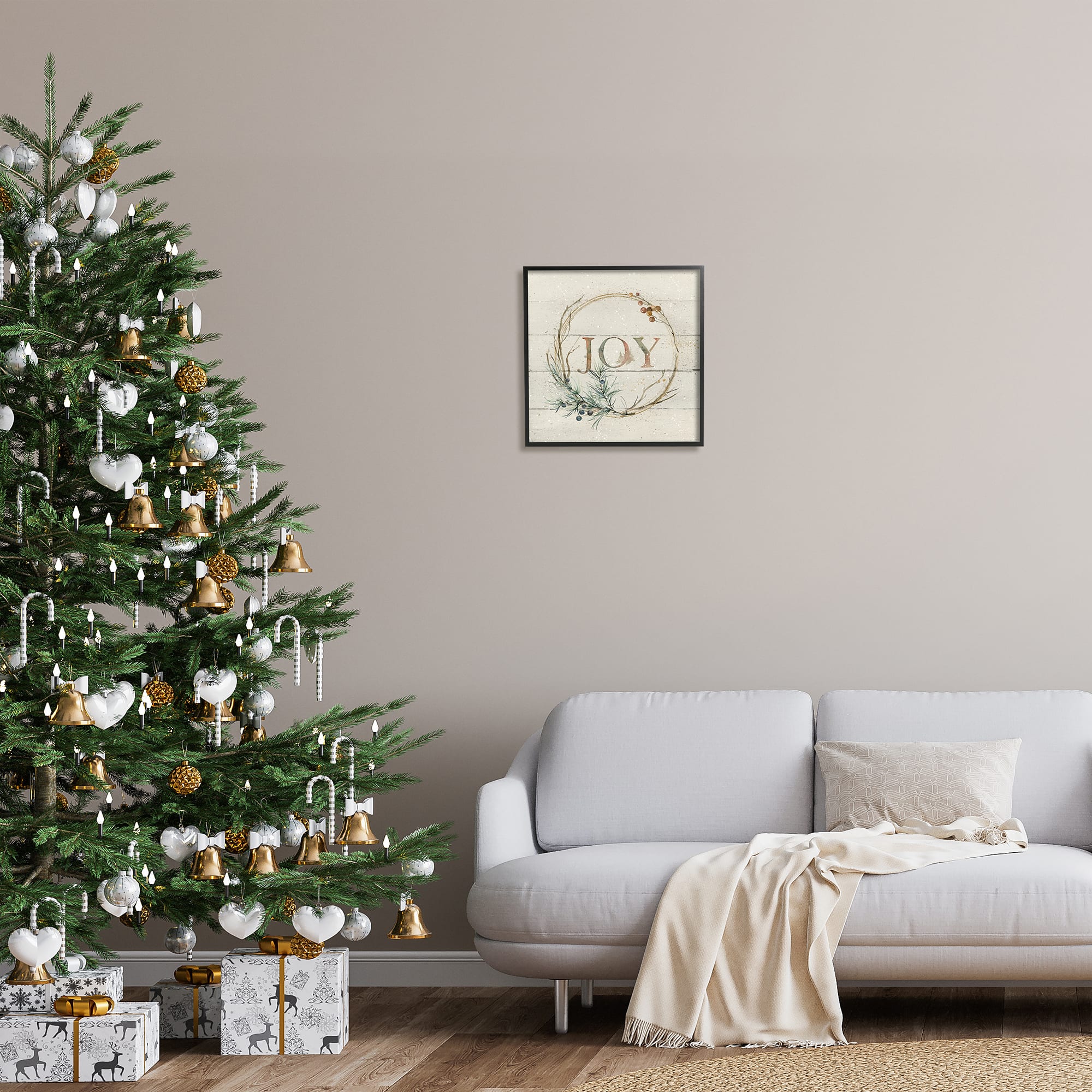 Stupell Industries Seasonal Winter Joy Wreath Framed Giclee Art