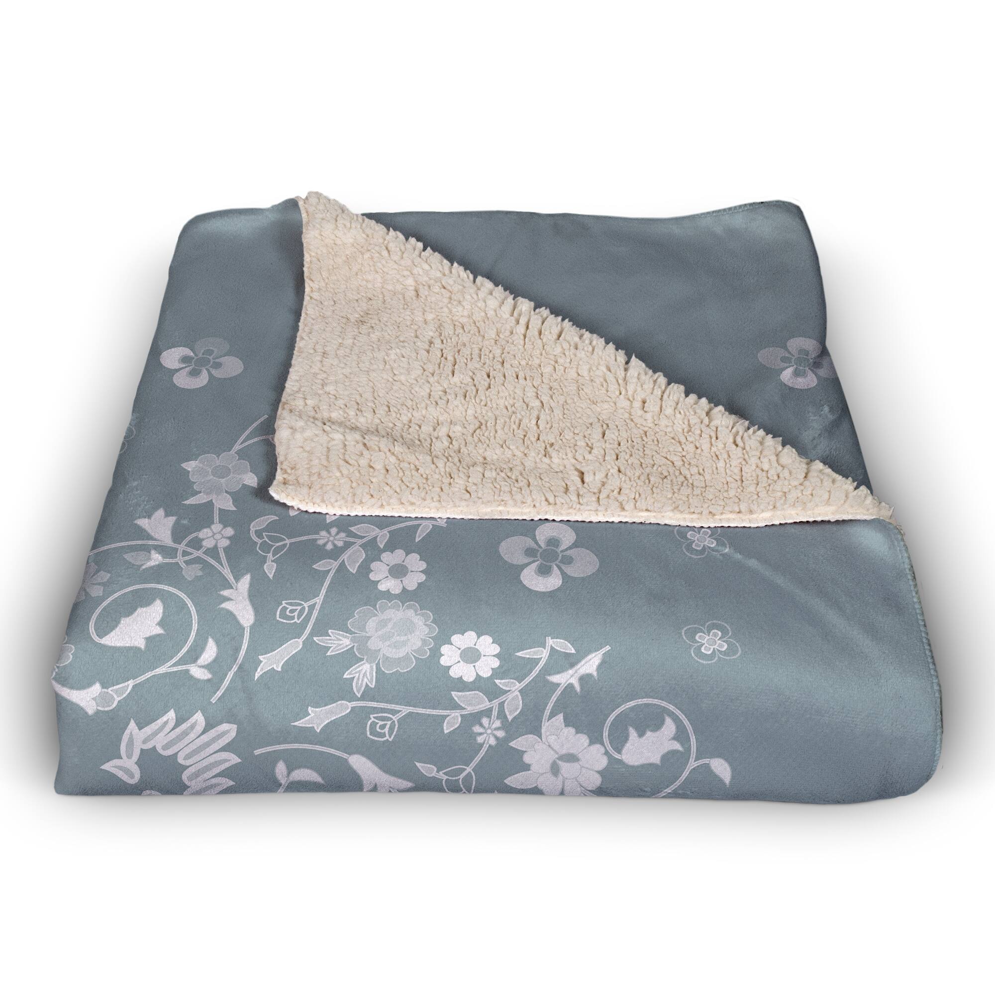 Blue Persian Sherpa Fleece Blanket