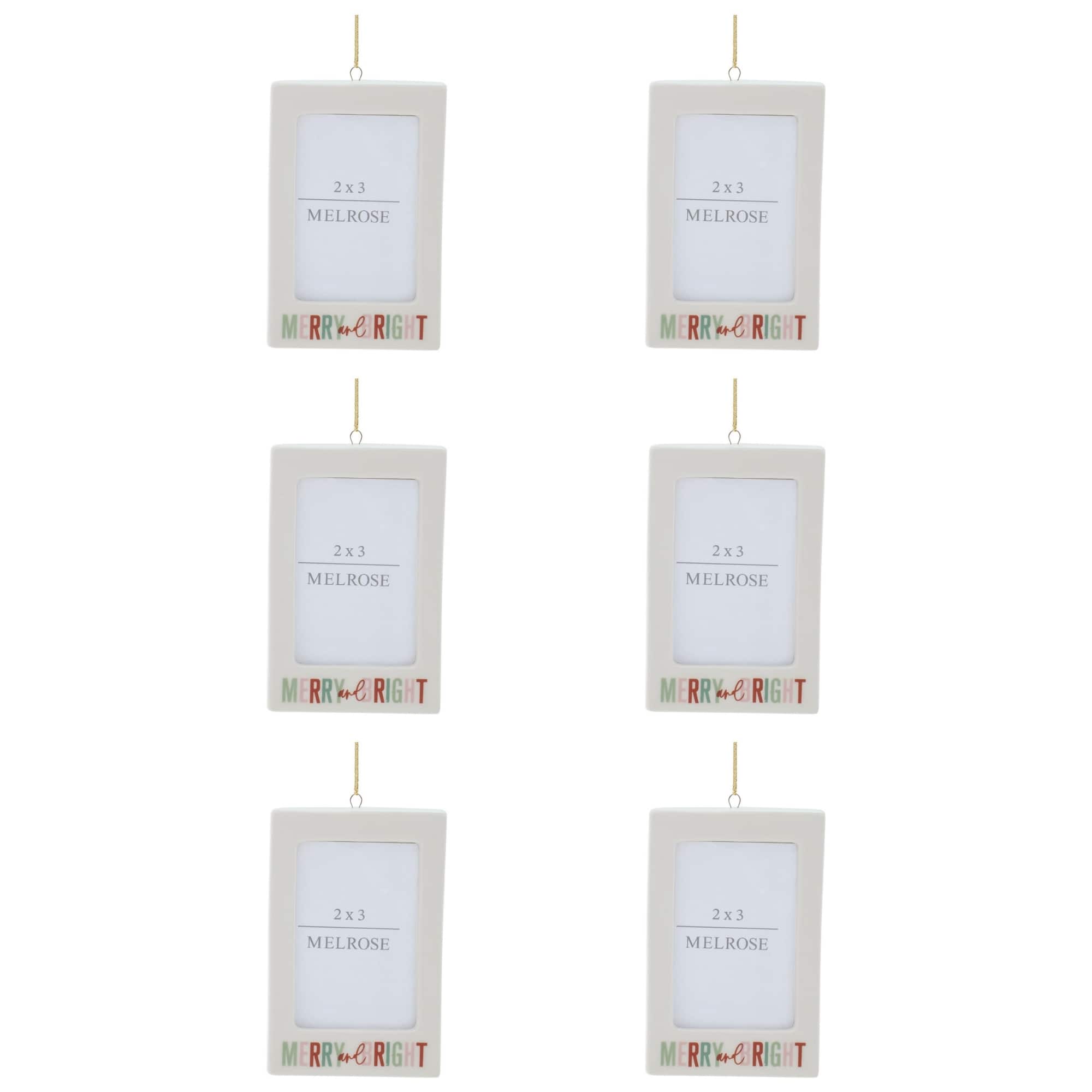 Melrose Merry & Bright 2" x 3" Photo Frame Ornaments, 6ct.
