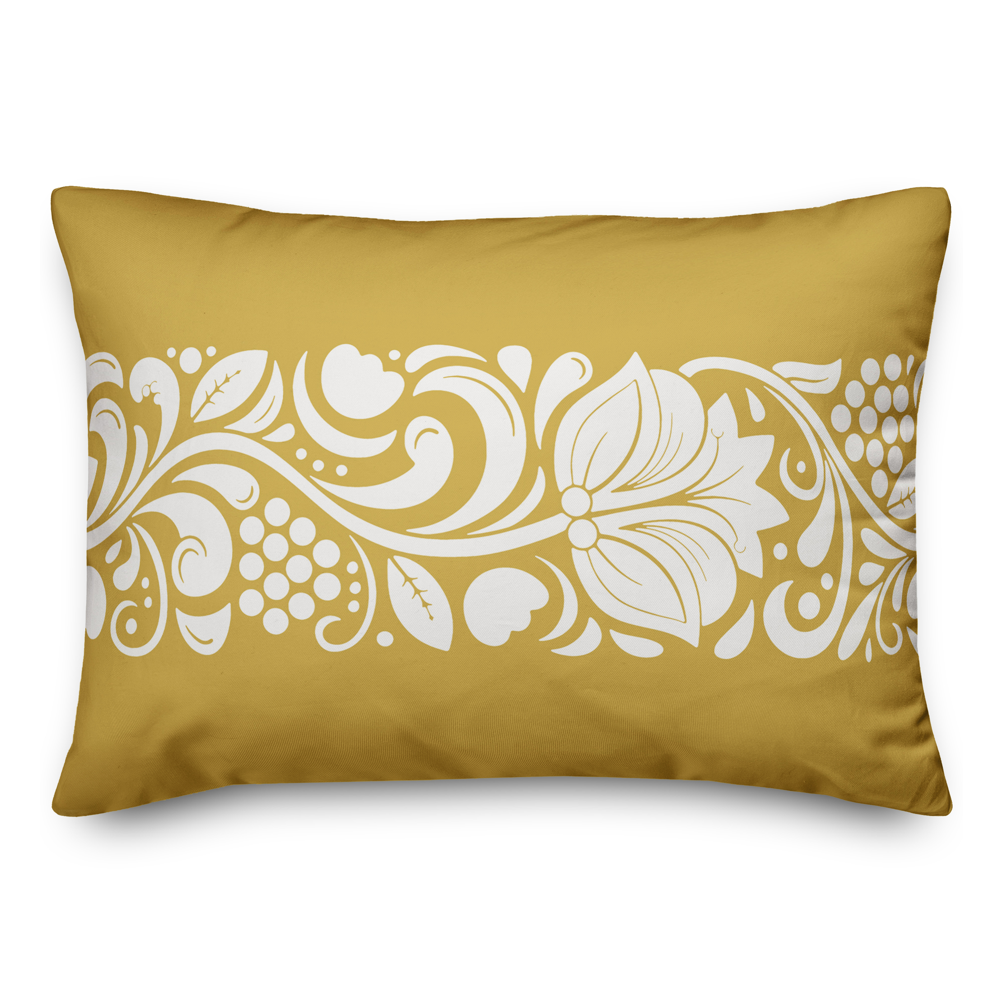Folk Floral Yellow 14" x 20" Throw Pillow