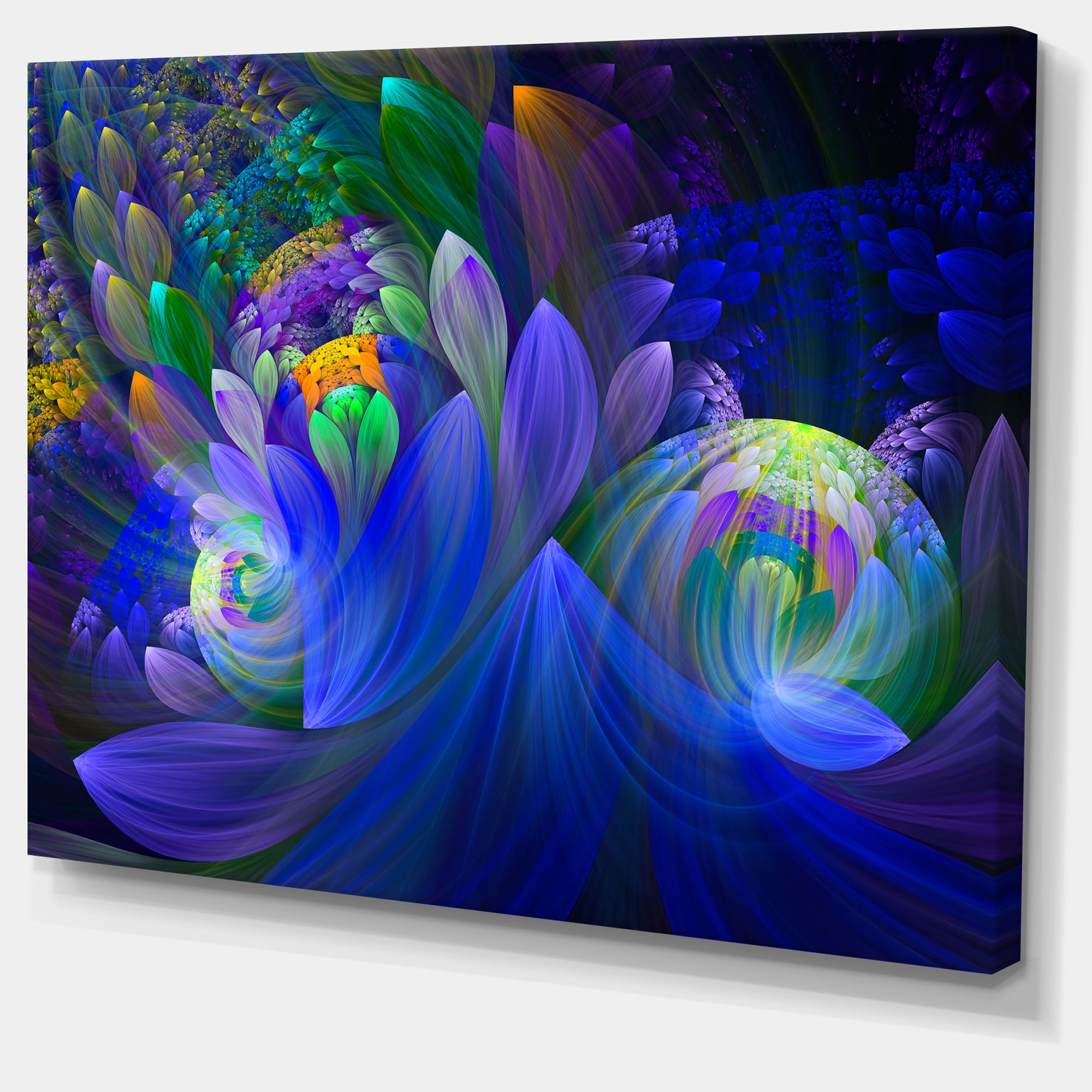Designart - Blue Fractal Flower Bouquet