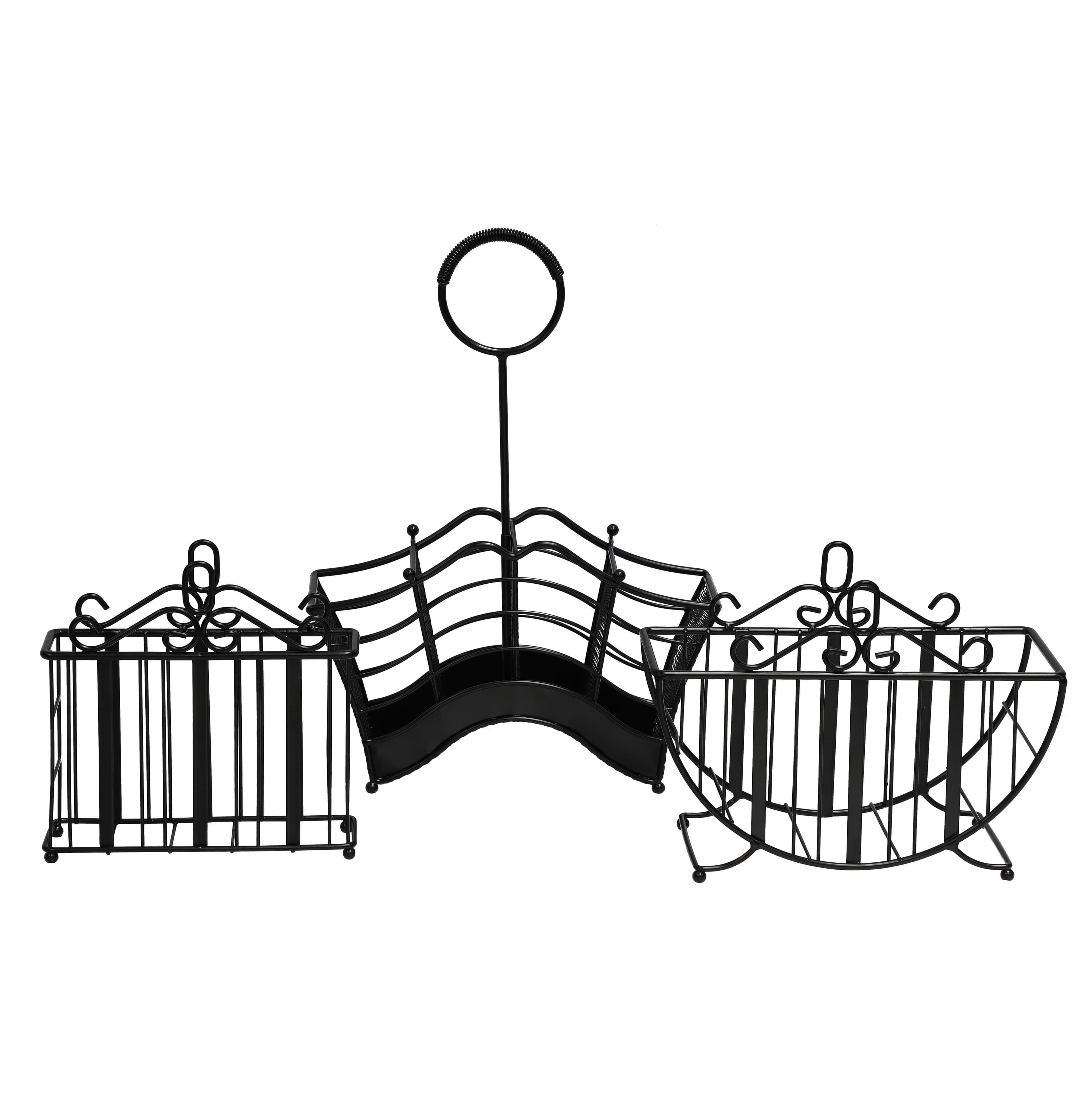 6 Pack: 17" Black 3-Section Picnic & Flatware Caddy