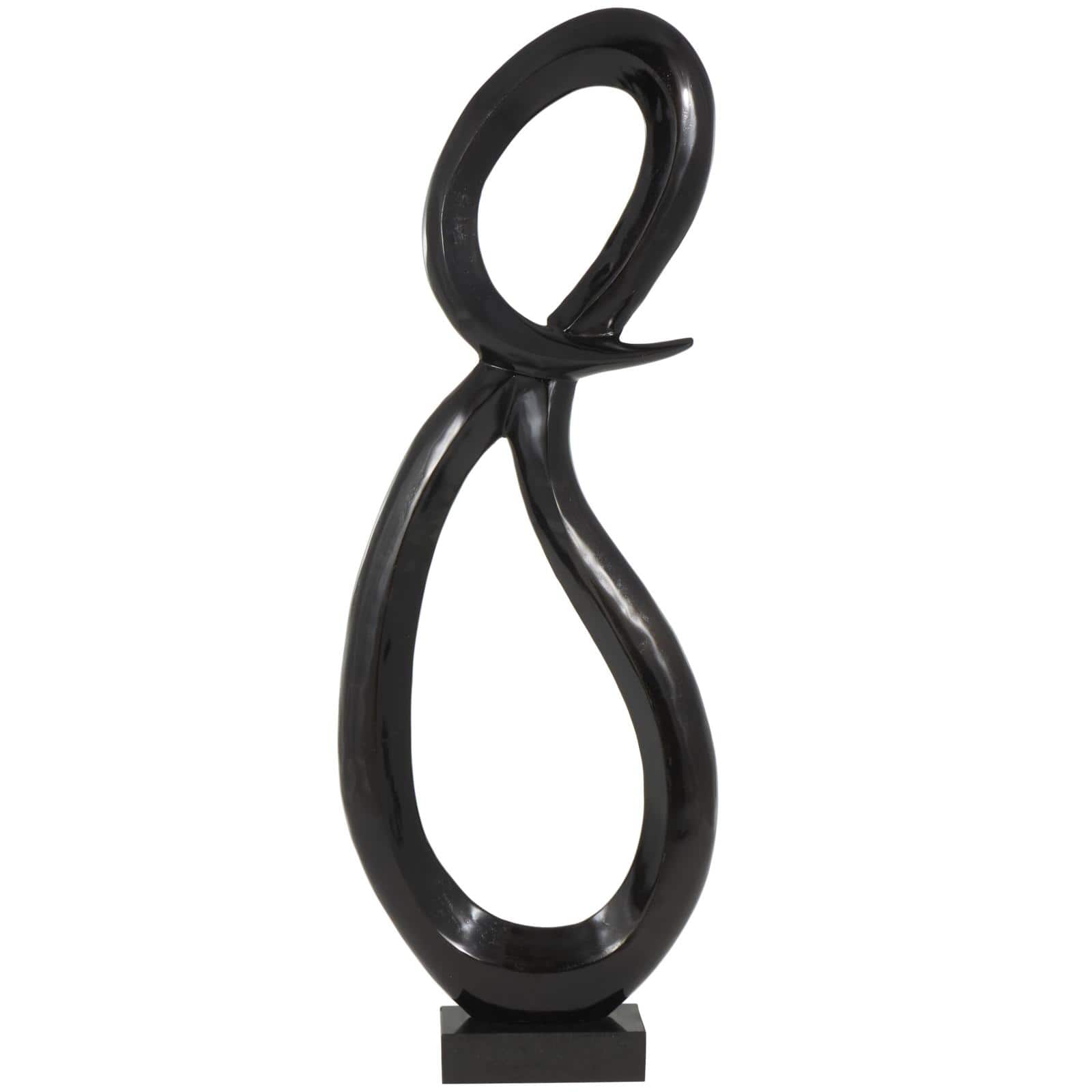 22.25" Black Aluminum Abstract Looped Floor Sculpture with Marble Base