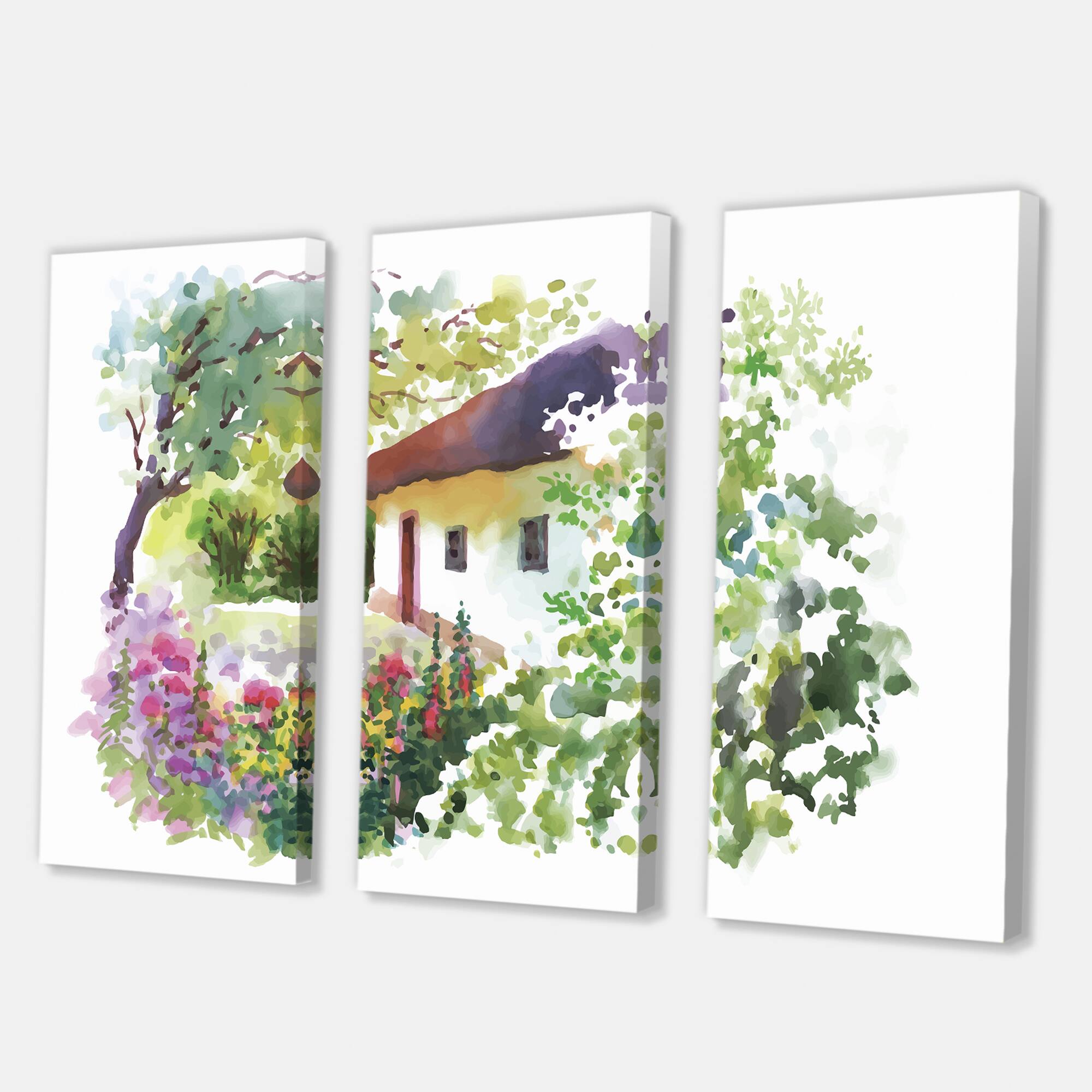 Designart - Rural Village On A Green Summer Day - Traditional Canvas Wall Art Print