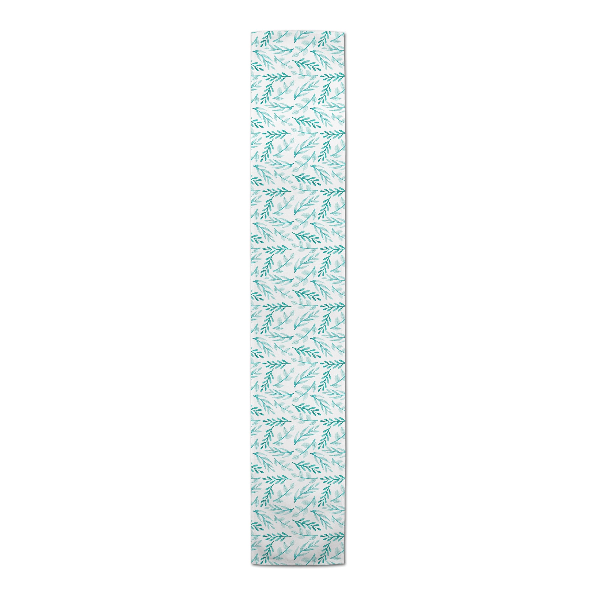 90" Blue Leafy Branches Cotton Twill Runner