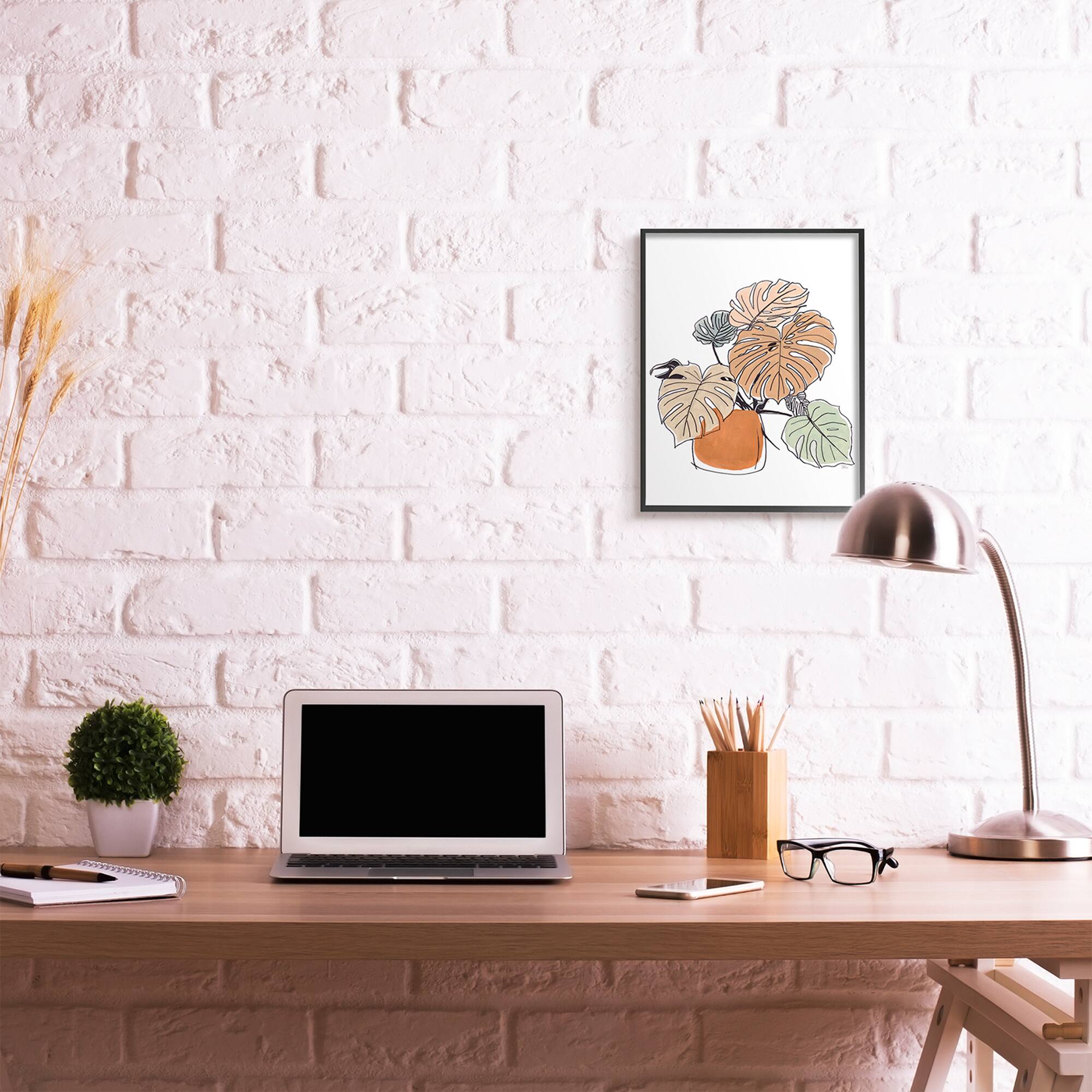 Stupell Industries Playful Monstera Leaves Tropical House Plant in Frame Wall Art