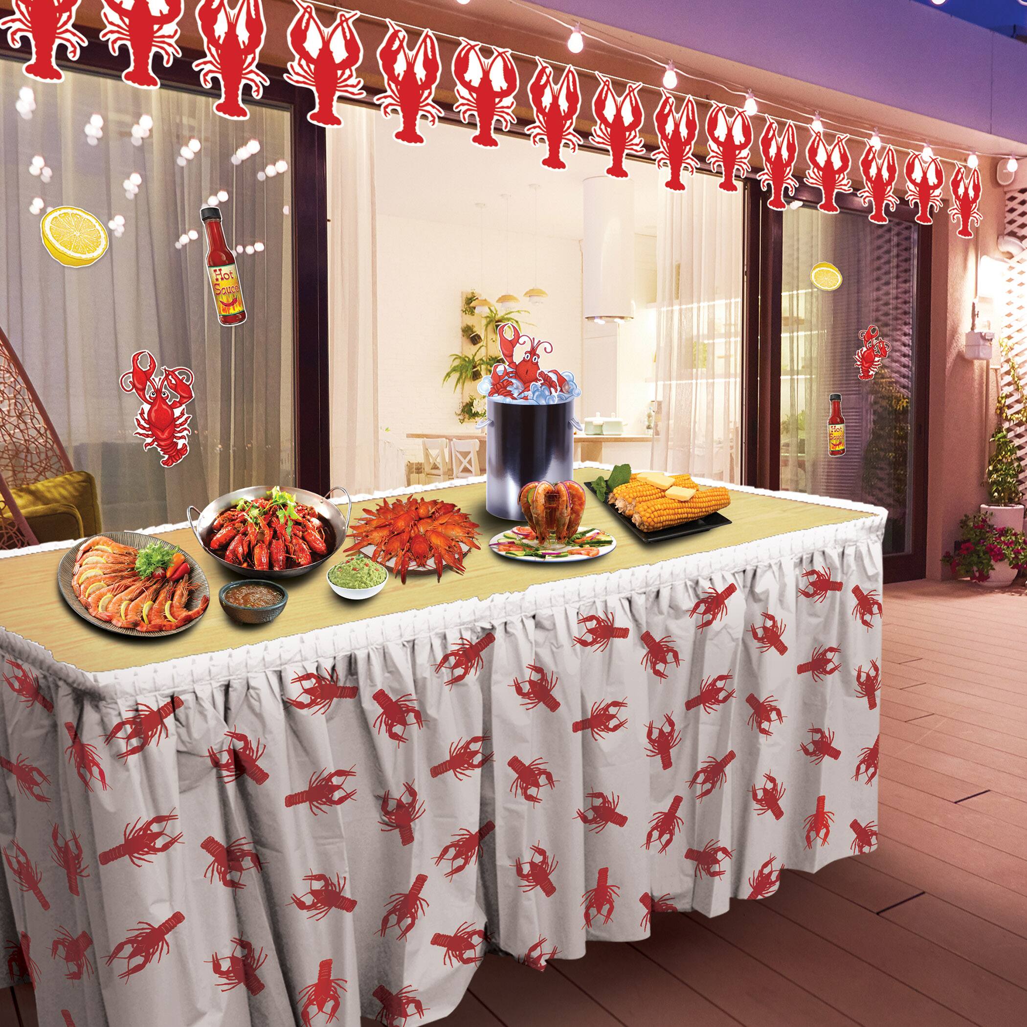 Beistle 29" x 14ft. Red & White Crawfish Table Skirting