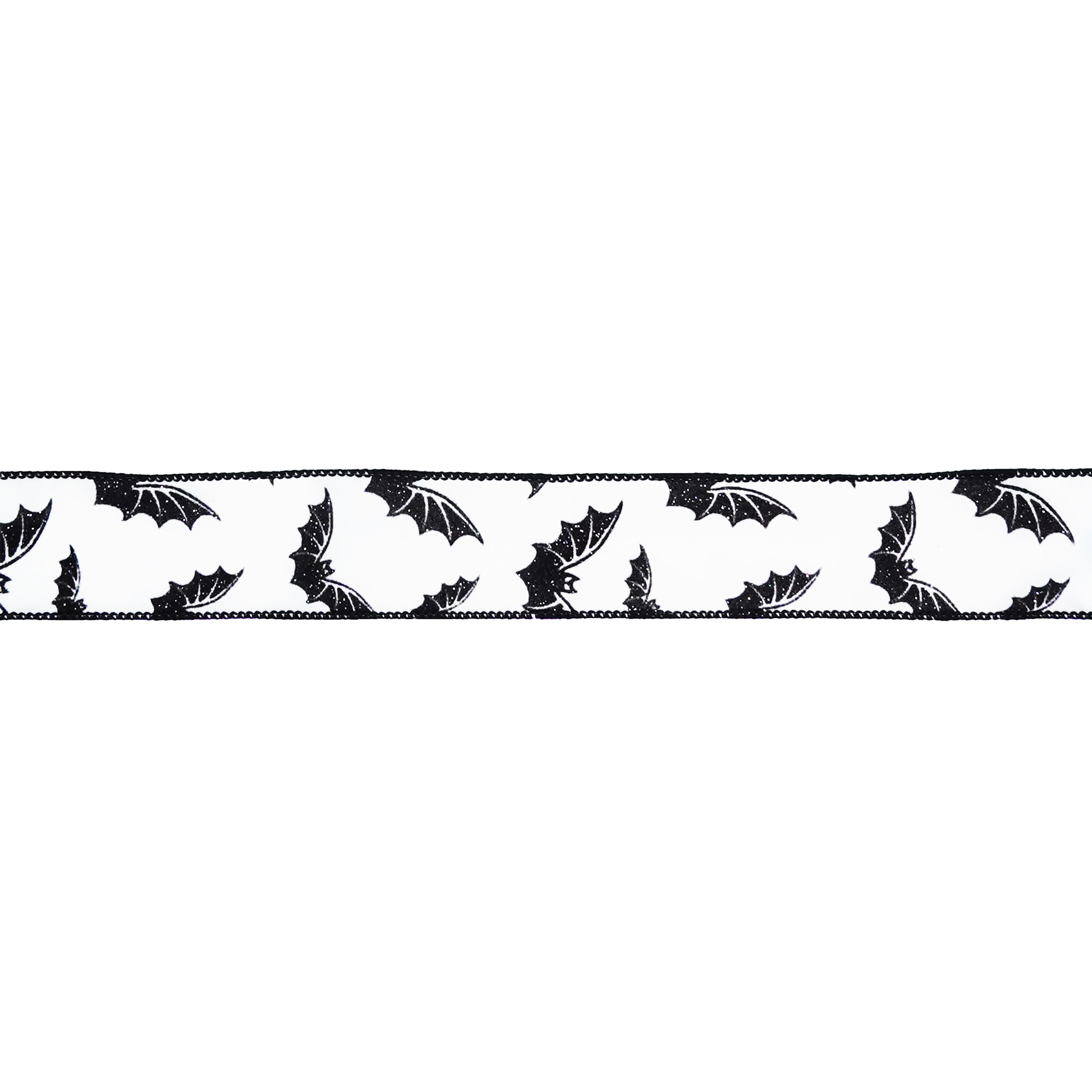 1.5" x 10yd. White & Black Bats Wired Taffeta Ribbon by Celebrate It®