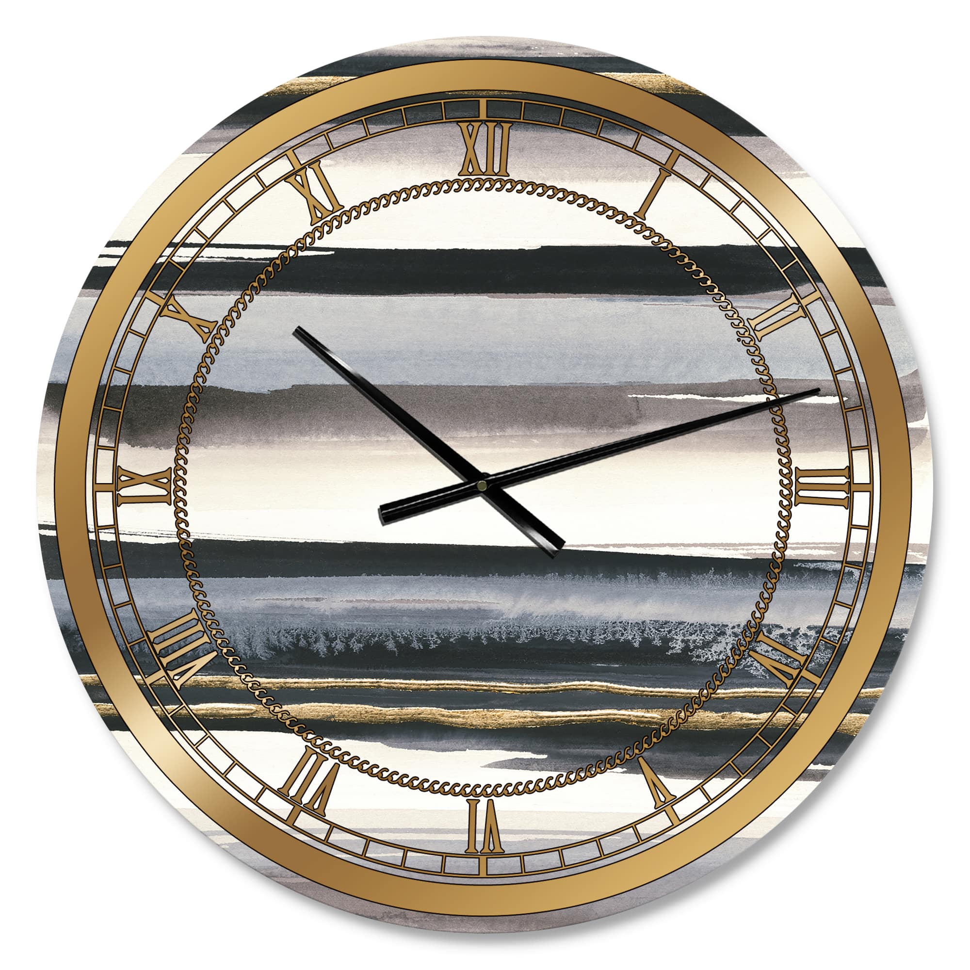 Designart 'Gold Watercolor Amethyst I Glam Wall Clock