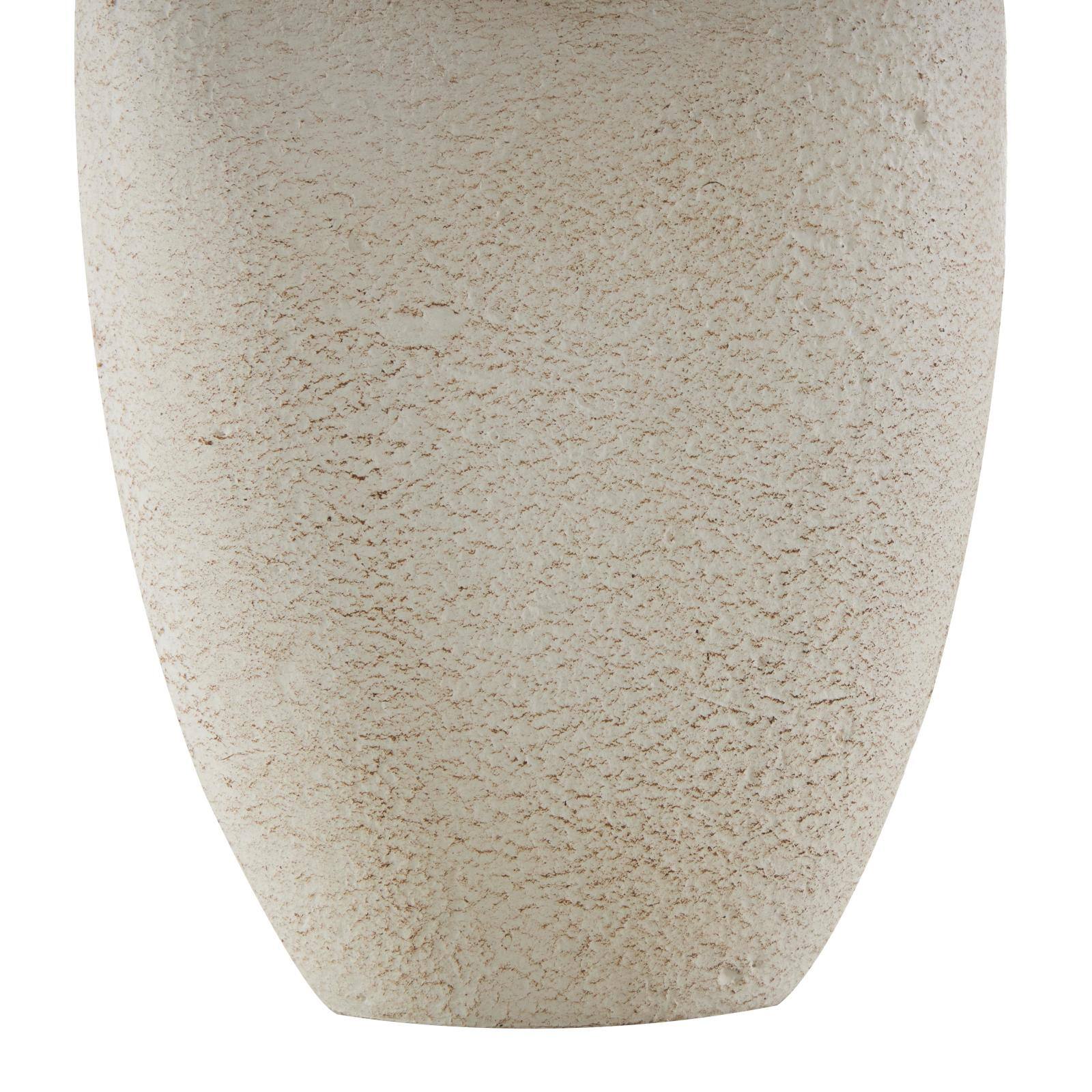 17.5" Cream Paper Mache Abstract Curved Cutout Vase with Brown Distressed Texturing