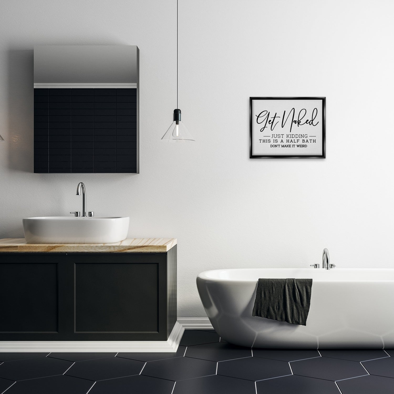 Stupell Industries Get Naked Funny Bathroom Floater Framed Art