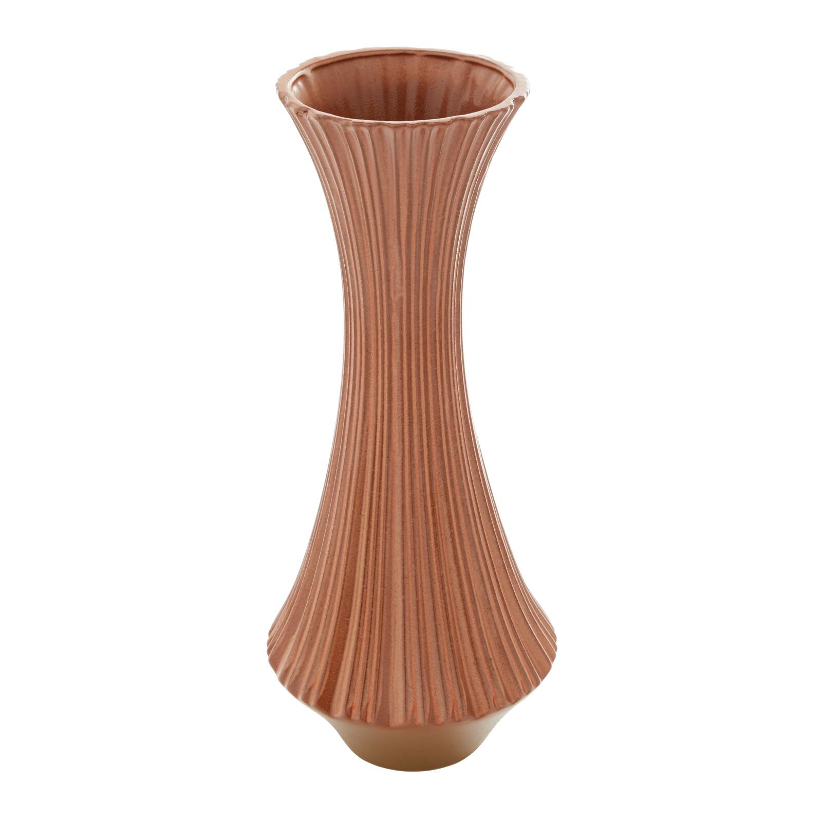 Rust Ceramic Modern Vase, 20" x 8" x 8"