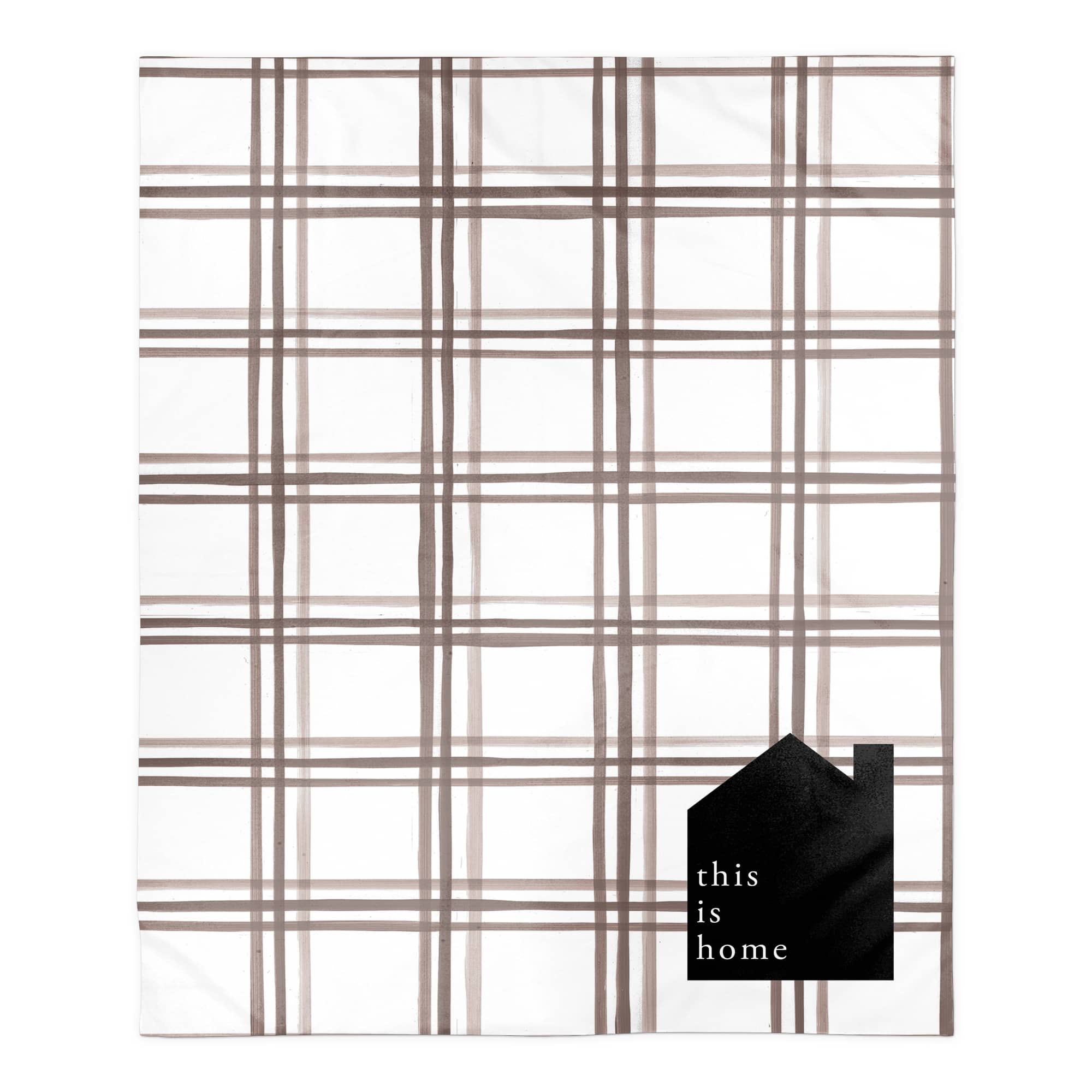 Brown & White Plaid This is Home Sherpa Fleece Blanket