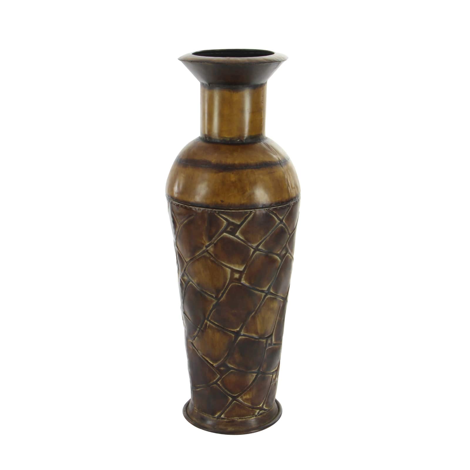 Set of 3 Brown Metal Rustic Vase, 50", 35", 26"