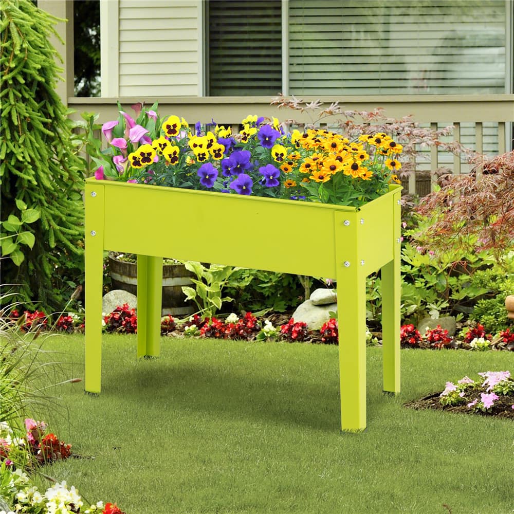 Costway 24" Metal Elevated Raised Garden Bed Planter with Legs & Drainage Hole