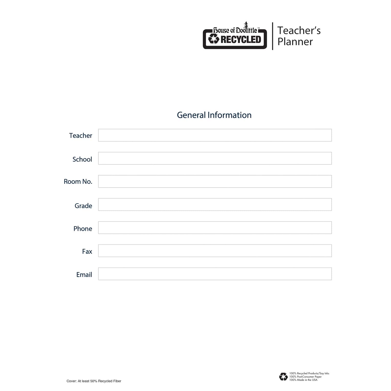 House of Doolittle™ Teachers Planner, Blue, 2 Ct