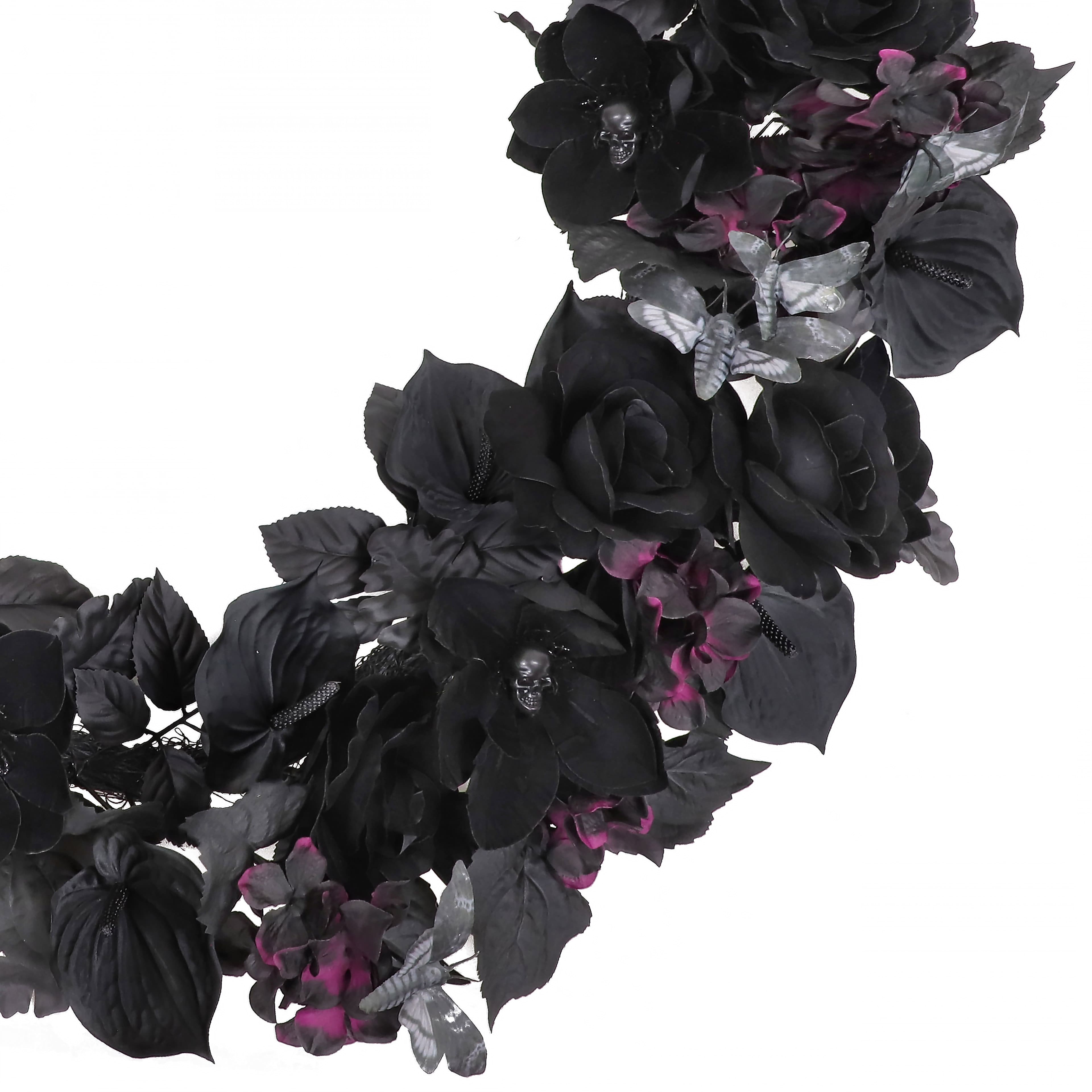 6ft. Black Rose, Skull Flower & Moth Garland by Ashland®