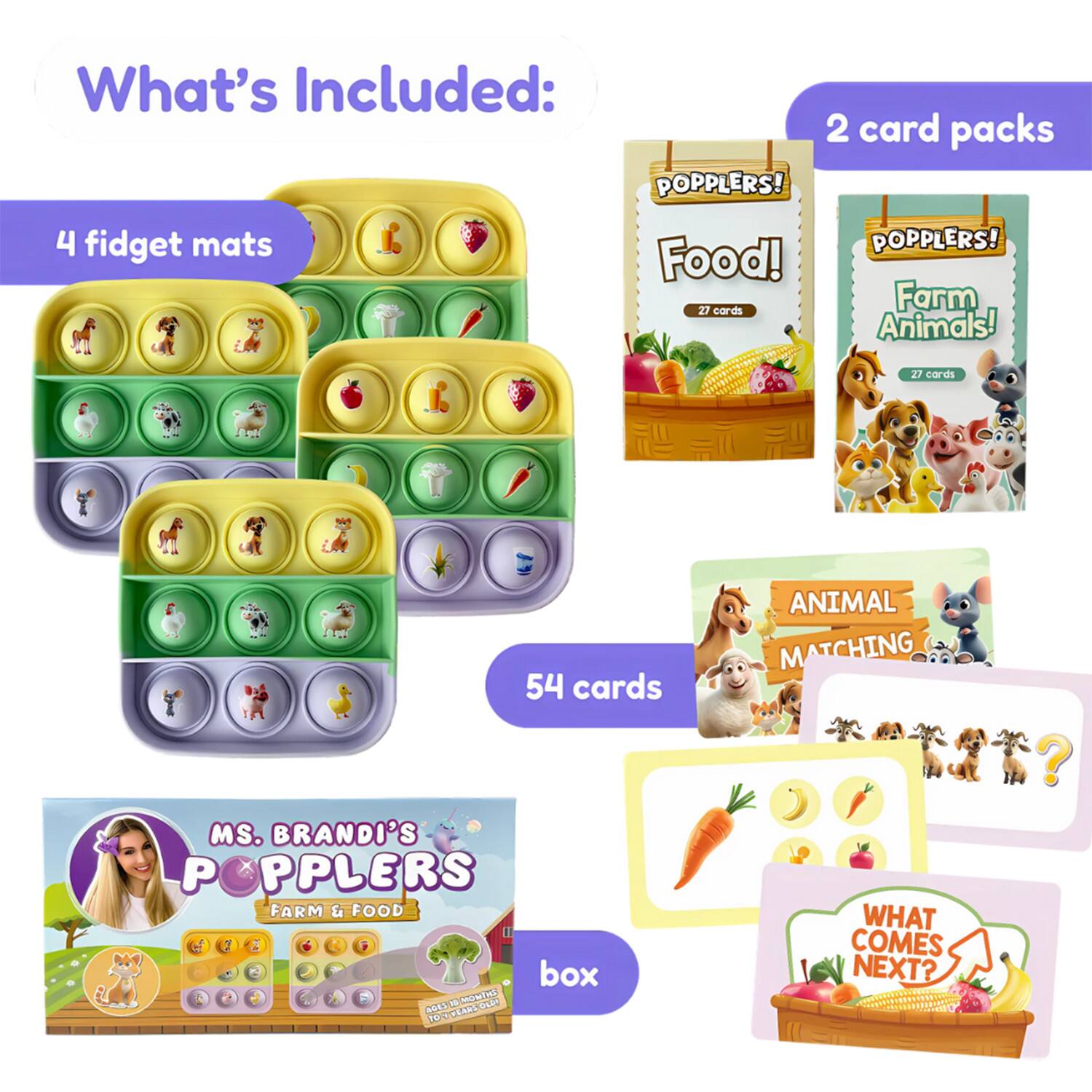 The Fidget Game Ms. Brandi's Popplers Farm & Food Educational Game Set