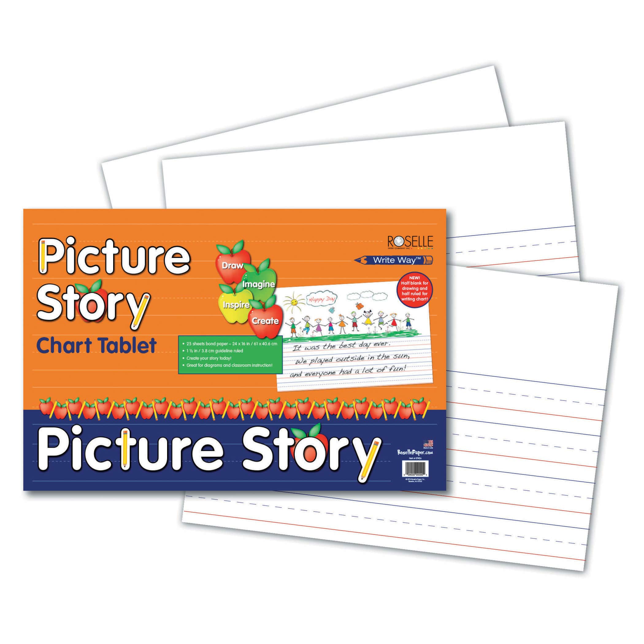 Pacon® Picture Story Chart Tablet, 24" x 16", 25 Sheets Per Chart, 3 Charts