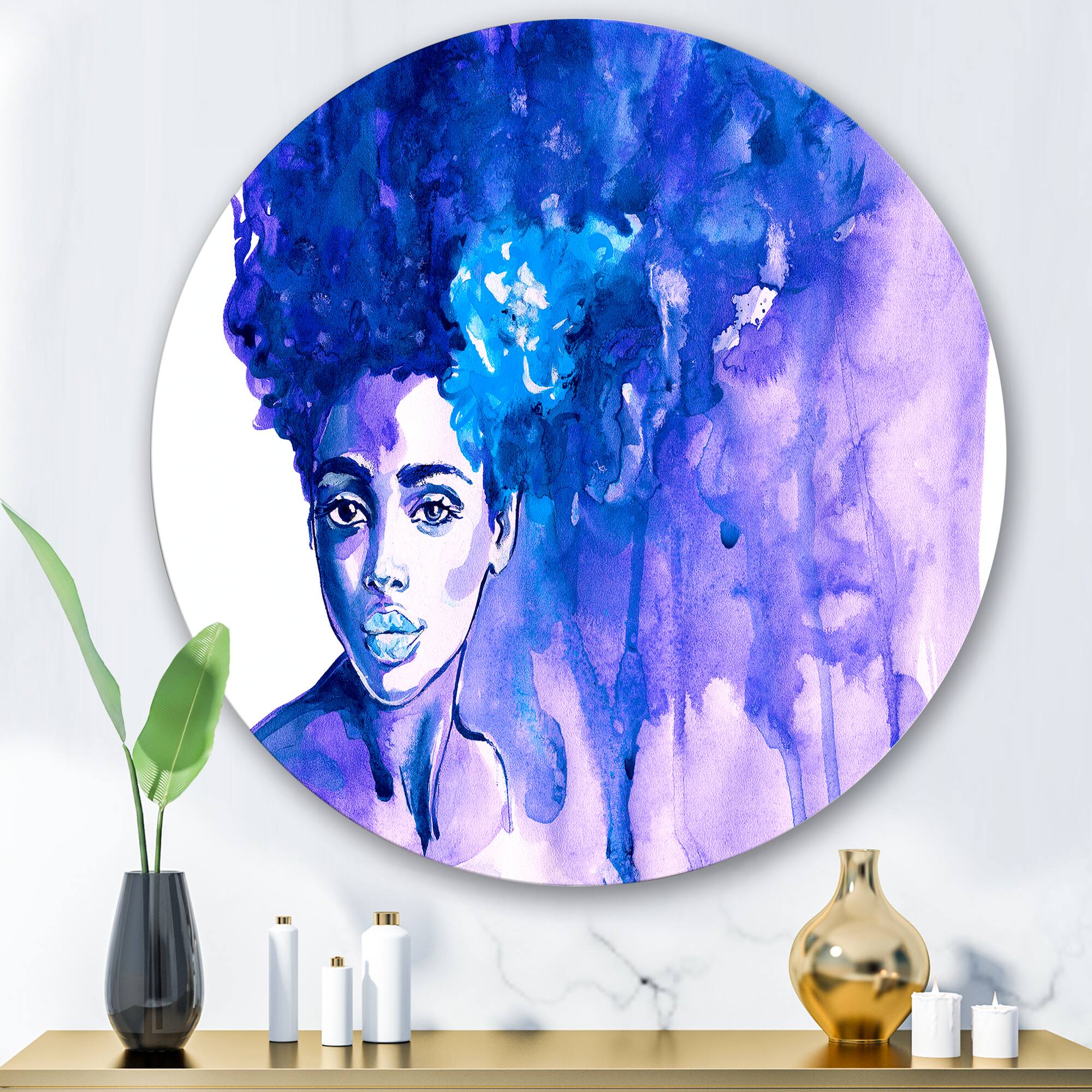 Designart - Glorious Blue Portrait of African American Woman