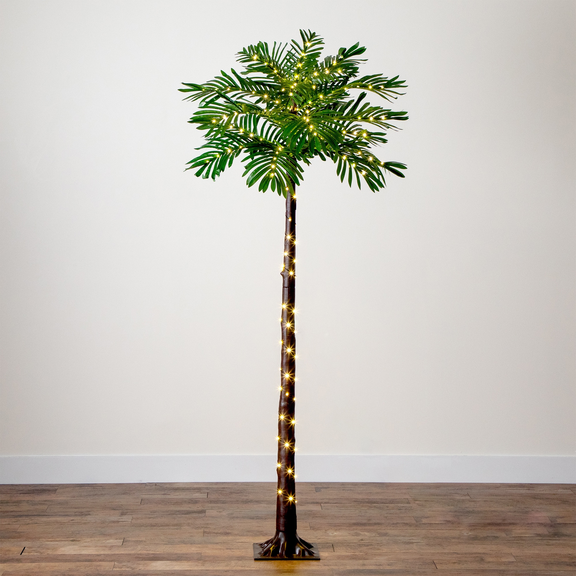 6ft. Pre-Lit UV Resistant Artificial Palm Tree with Warm White LED Lights