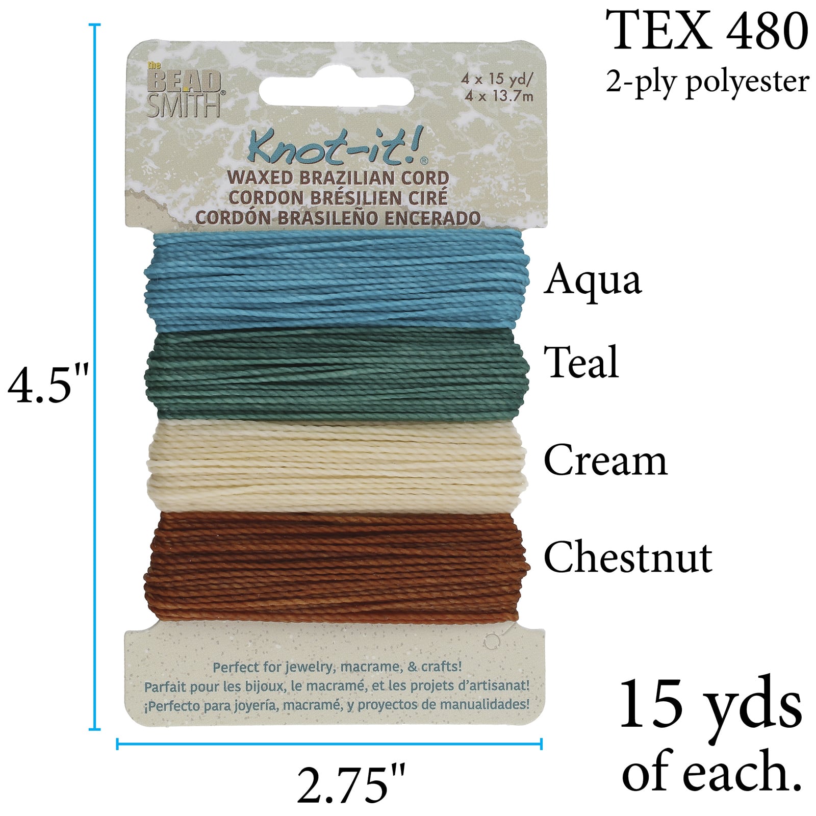 Beadsmith® Knot-it!™ Beach Waxed Brazilian Cord