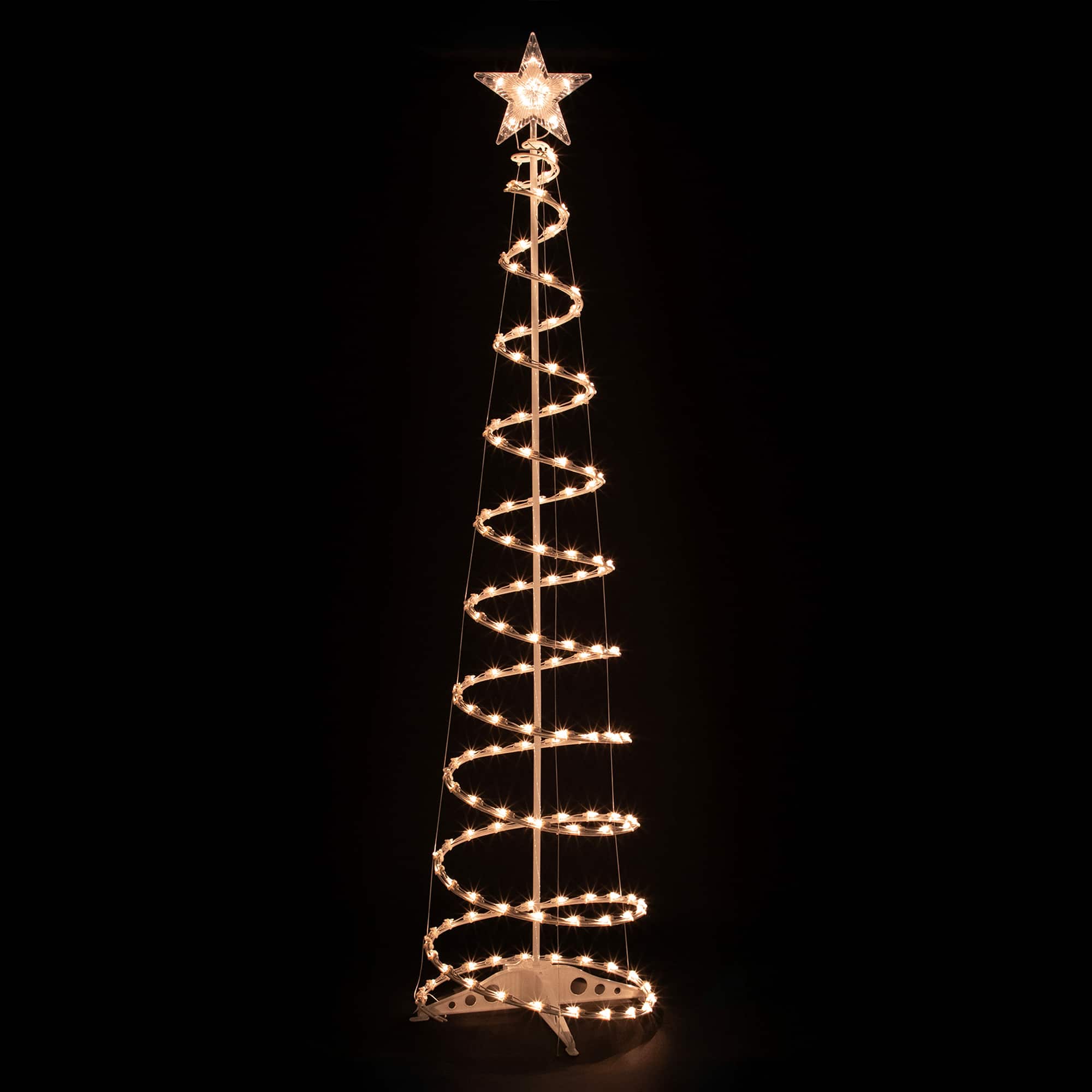 2 Pack Pre-Lit White Outdoor Spiral Cone Christmas Trees