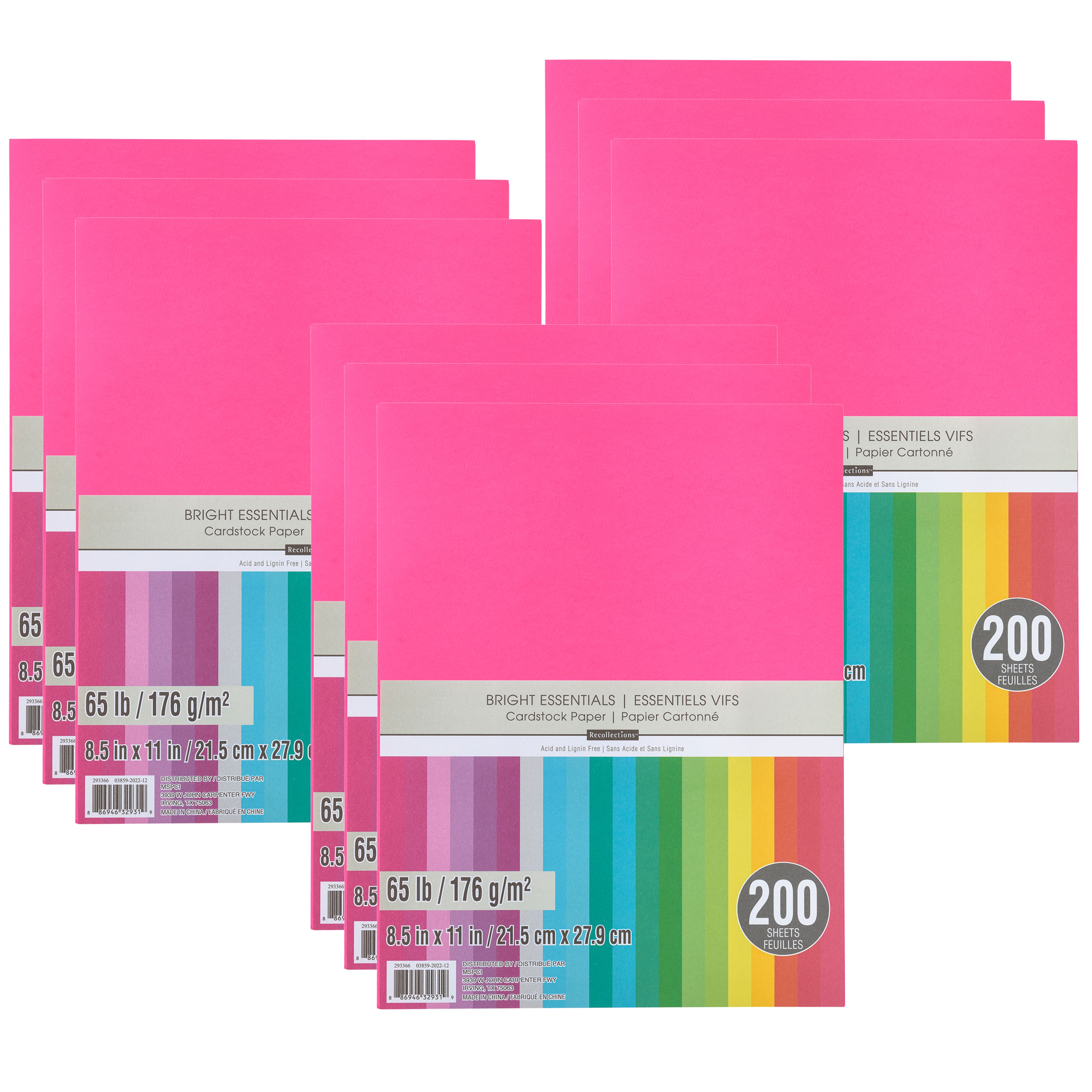 9 Packs: 200 ct. (1,800 total) Bright Essentials 8.5" x 11" Cardstock Paper by Recollections™